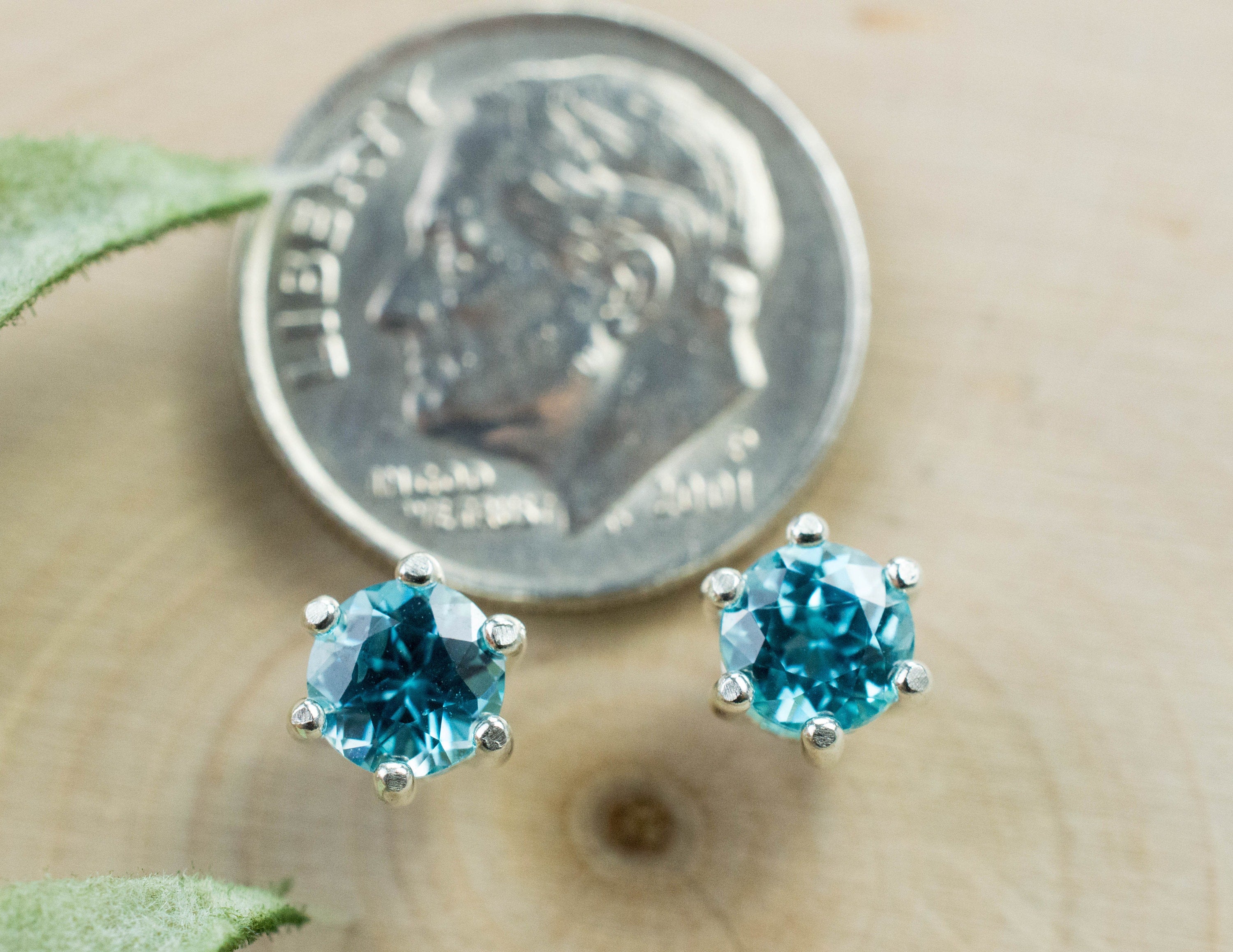 Blue Zircon Earrings; Genuine Cambodia Zircon; 1.590cts - Mark Oliver Gems