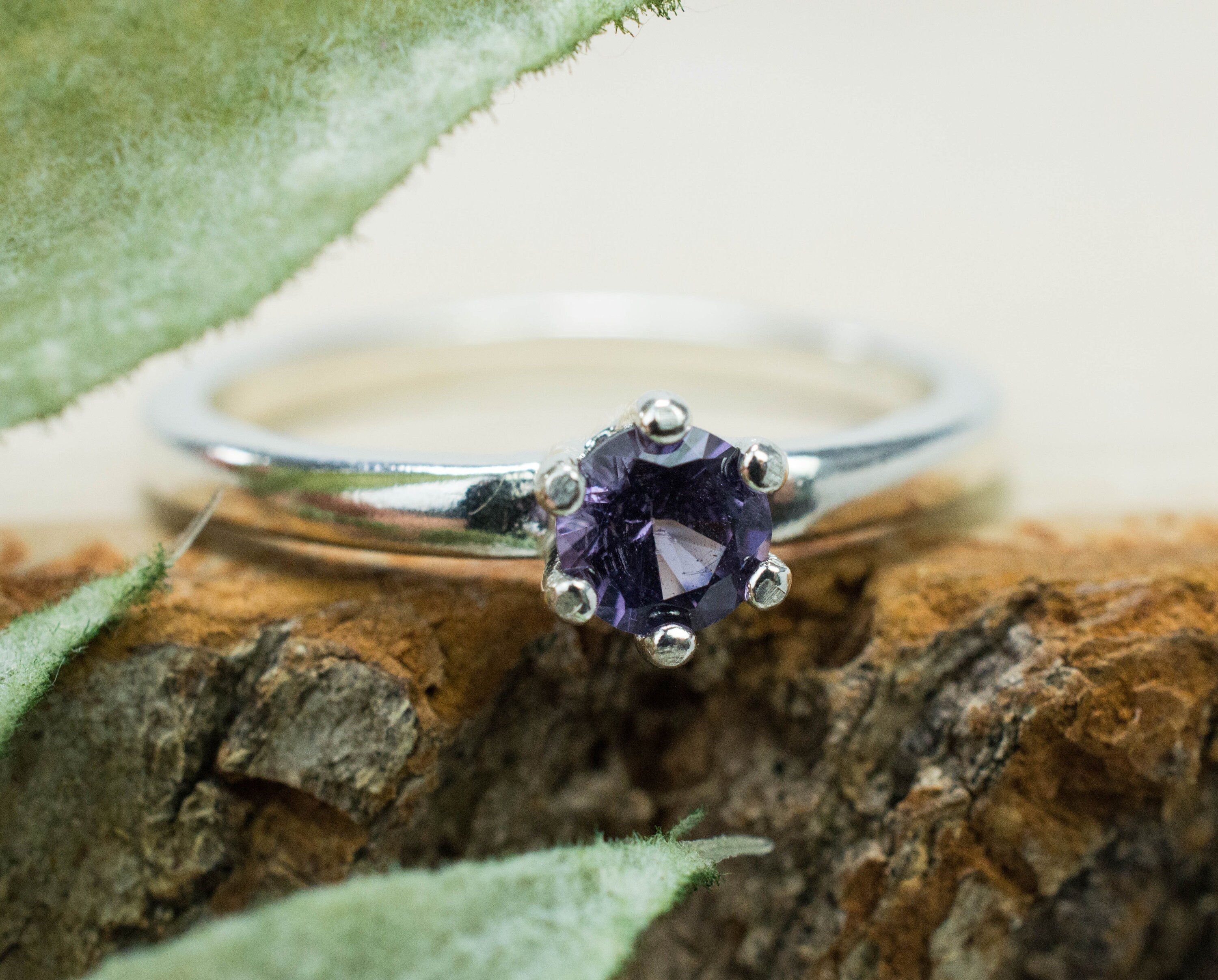 Purple Spinel Ring; Genuine Untreated Sri Lanka Spinel; 0.355cts - Mark Oliver Gems