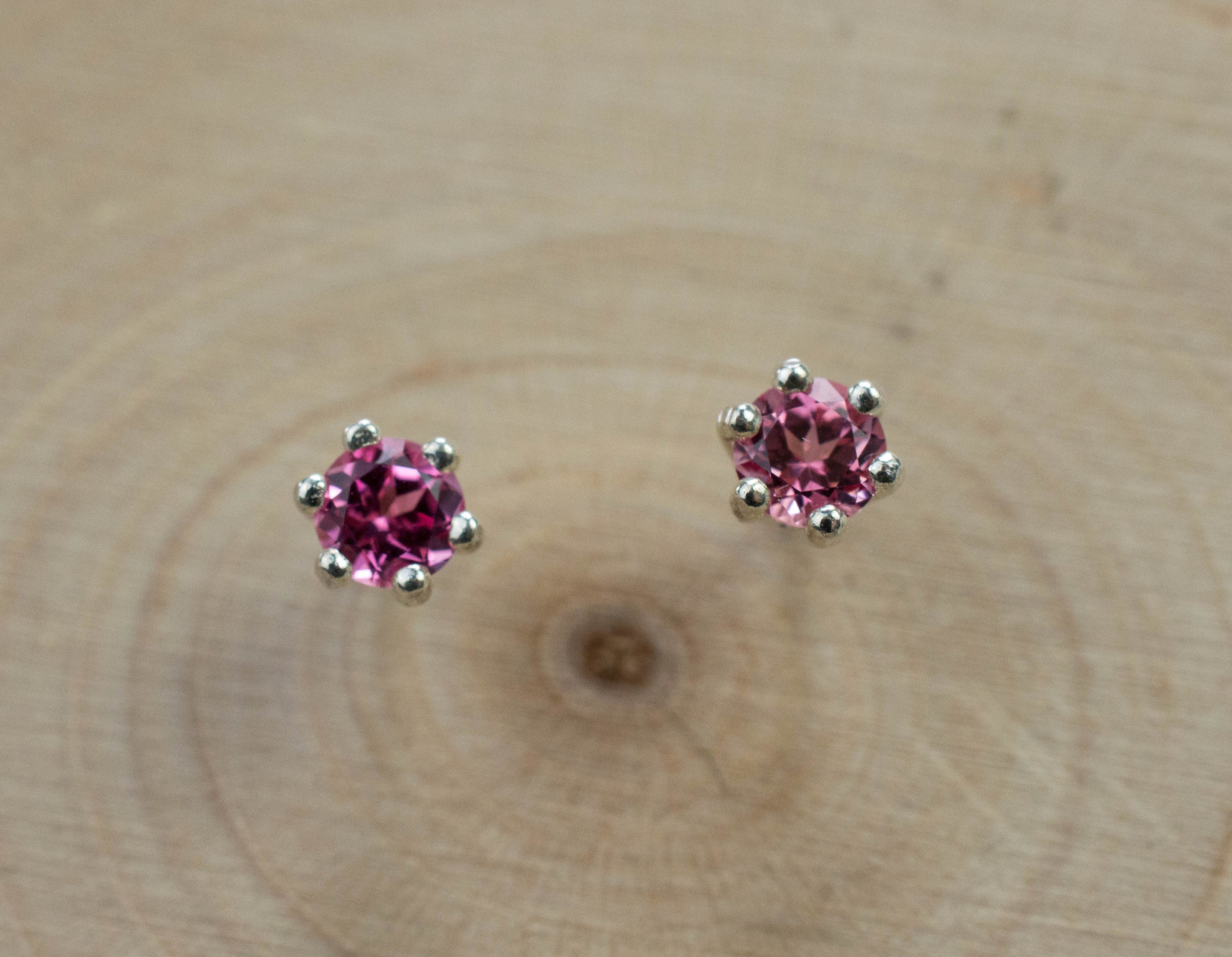 Pink Spinel Earrings; Natural Untreated Vietnam Spinel; 0.410cts - Mark Oliver Gems