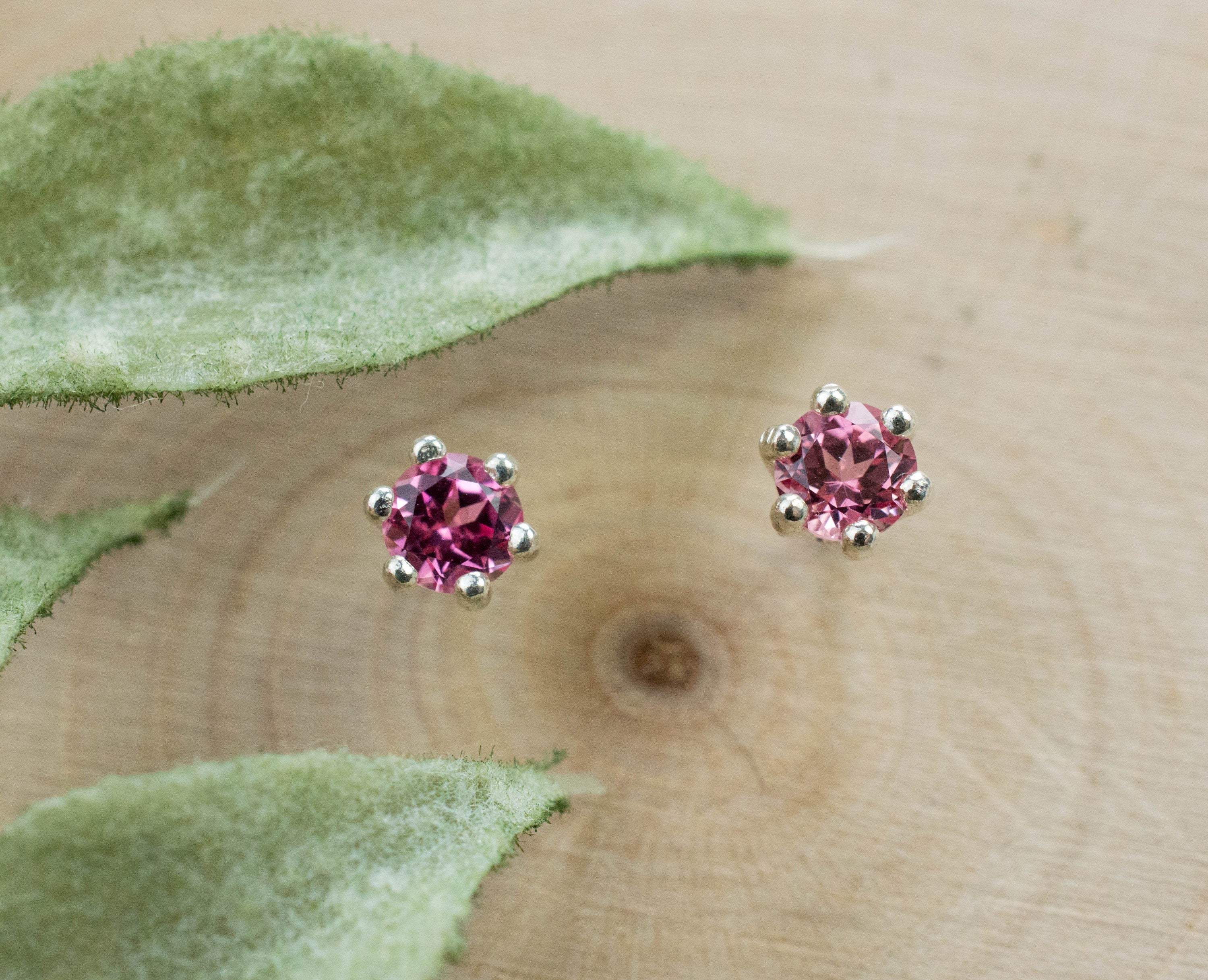 Pink Spinel Earrings; Natural Untreated Vietnam Spinel; 0.410cts - Mark Oliver Gems