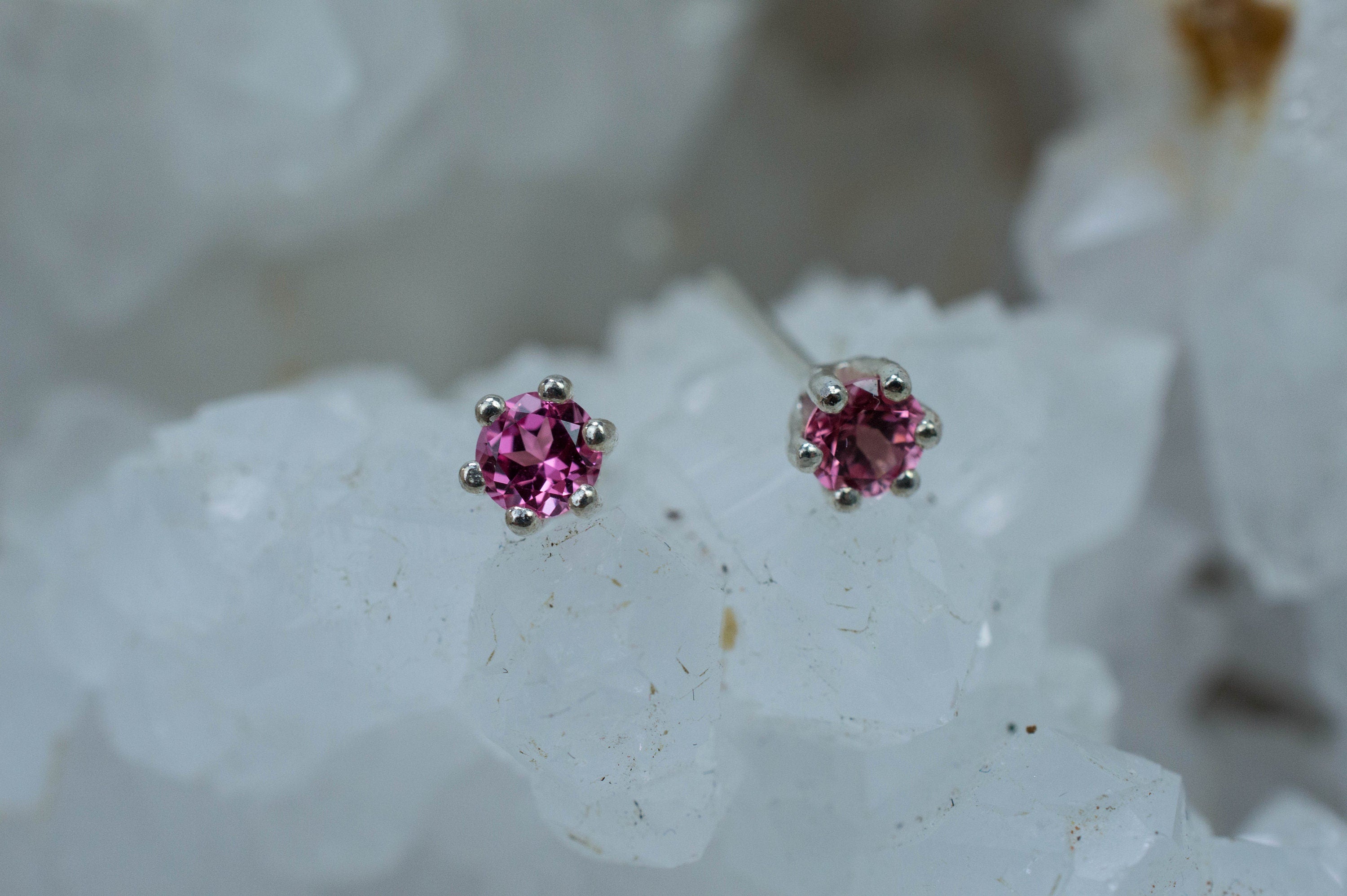 Pink Spinel Earrings; Natural Untreated Vietnam Spinel; 0.410cts - Mark Oliver Gems