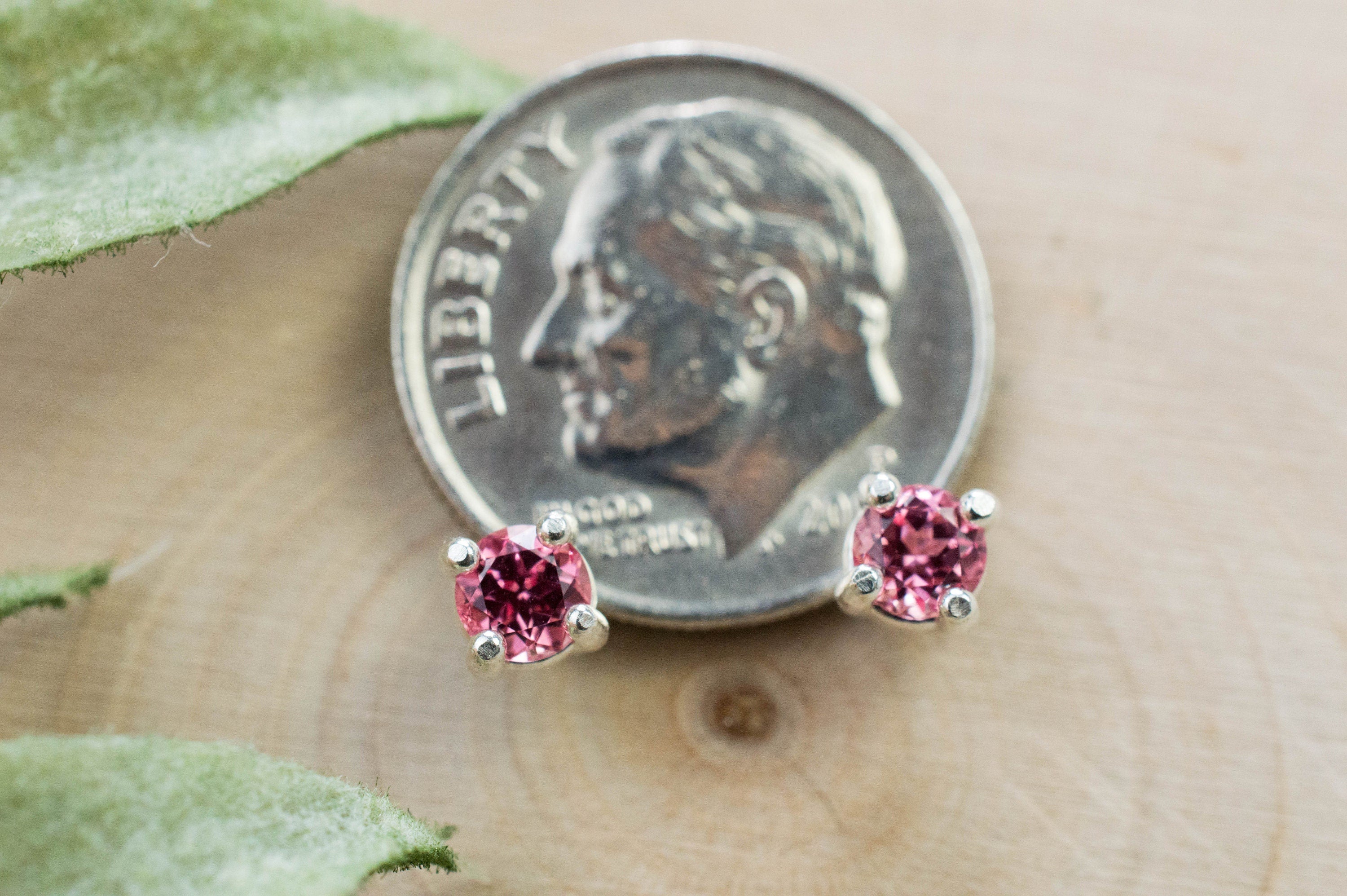 Pink Spinel Earrings; Natural Untreated Vietnam Spinel; 0.460cts - Mark Oliver Gems