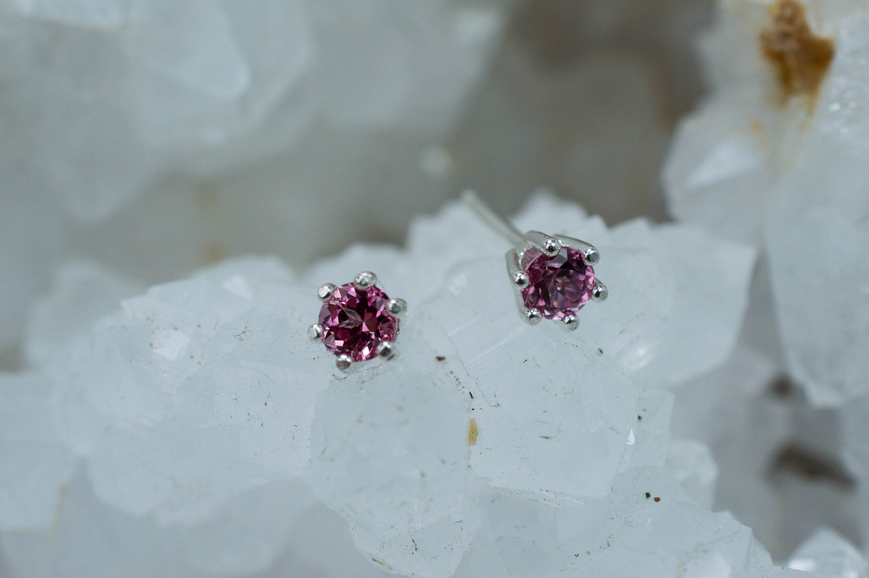 Pink Spinel Earrings; Natural Untreated Vietnam Spinel; 0.475cts - Mark Oliver Gems