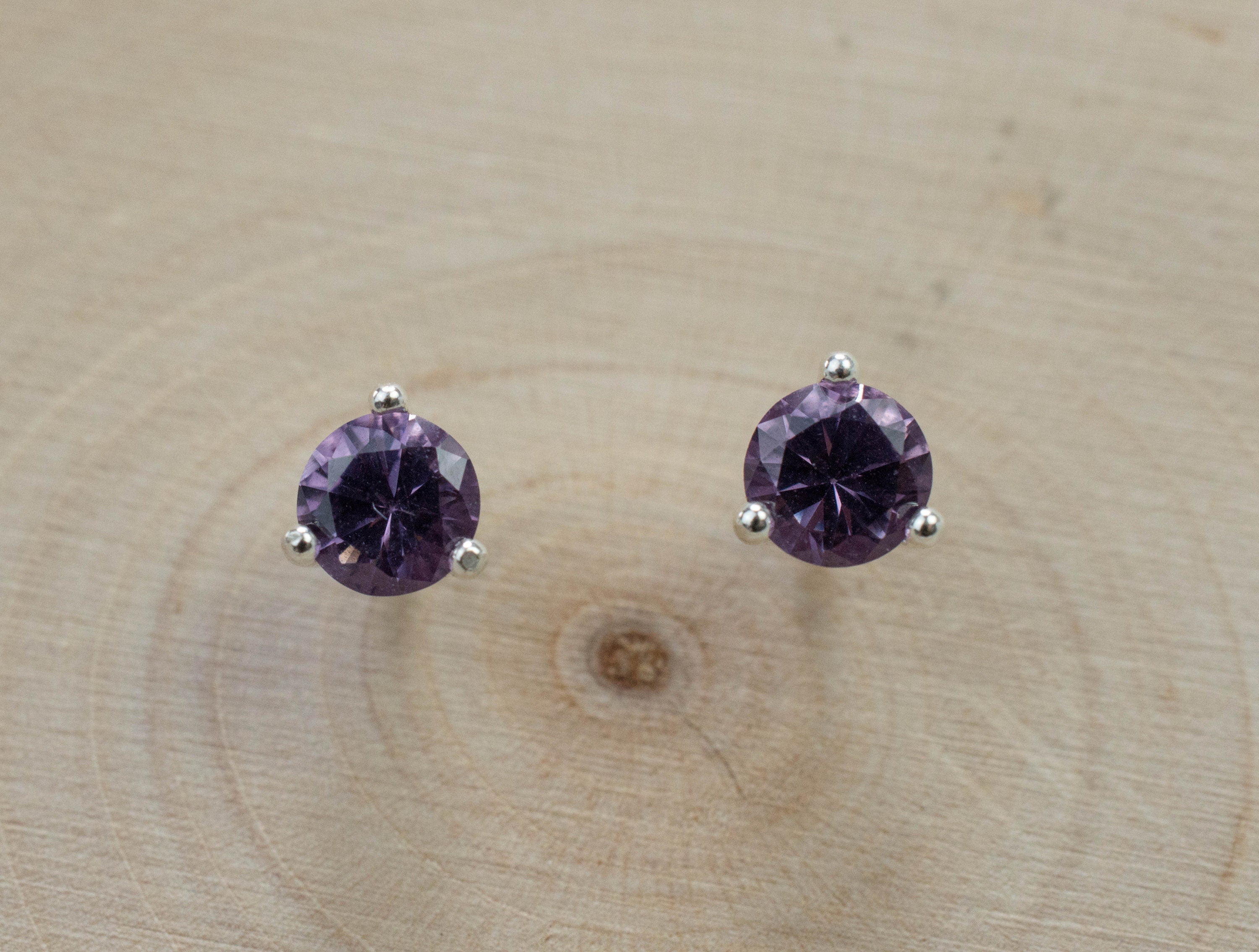 Purple Spinel Earrings; Genuine Untreated Sri Lanka Spinel; 0.745cts - Mark Oliver Gems