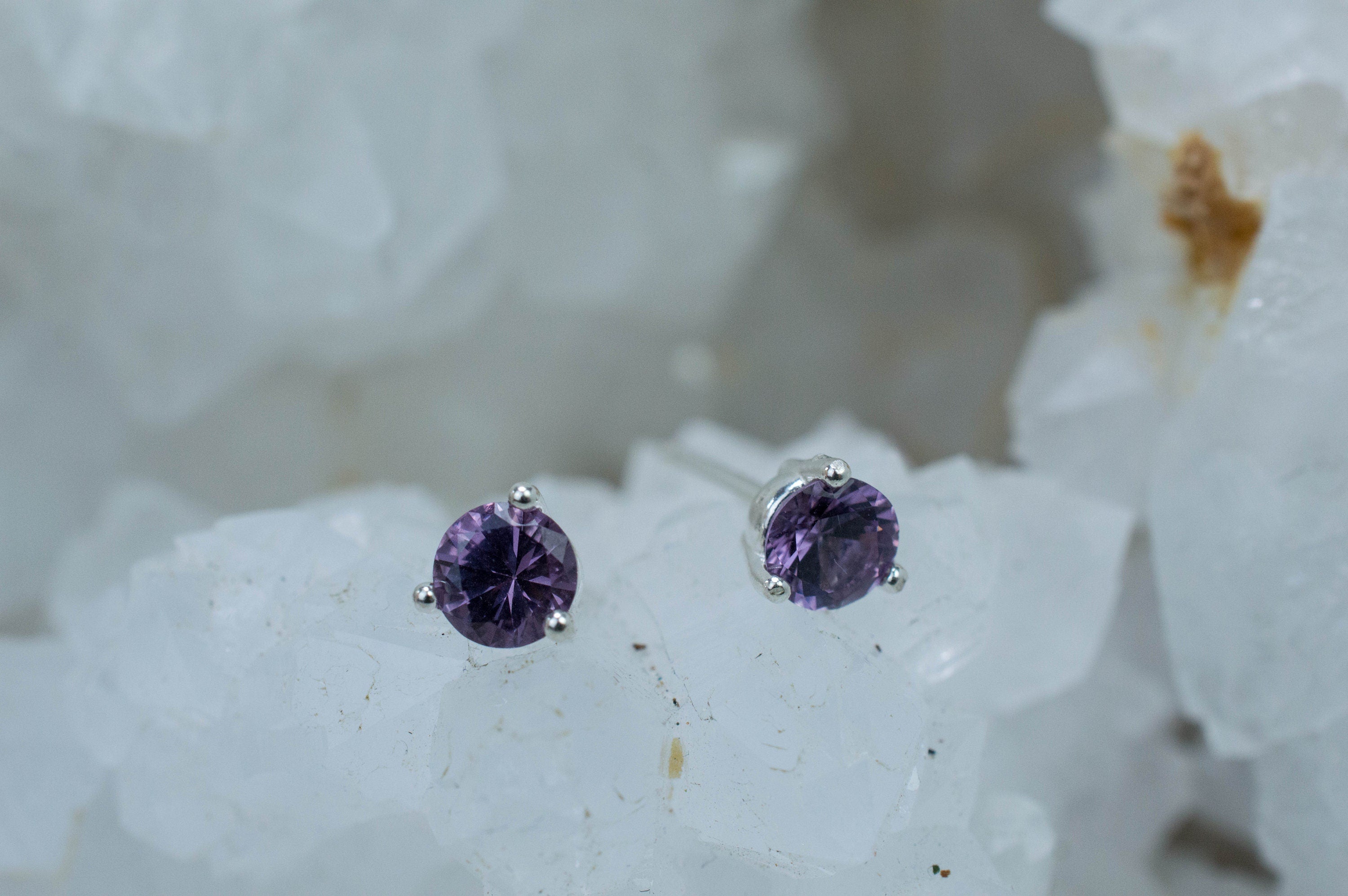 Purple Spinel Earrings; Genuine Untreated Sri Lanka Spinel; 0.745cts - Mark Oliver Gems