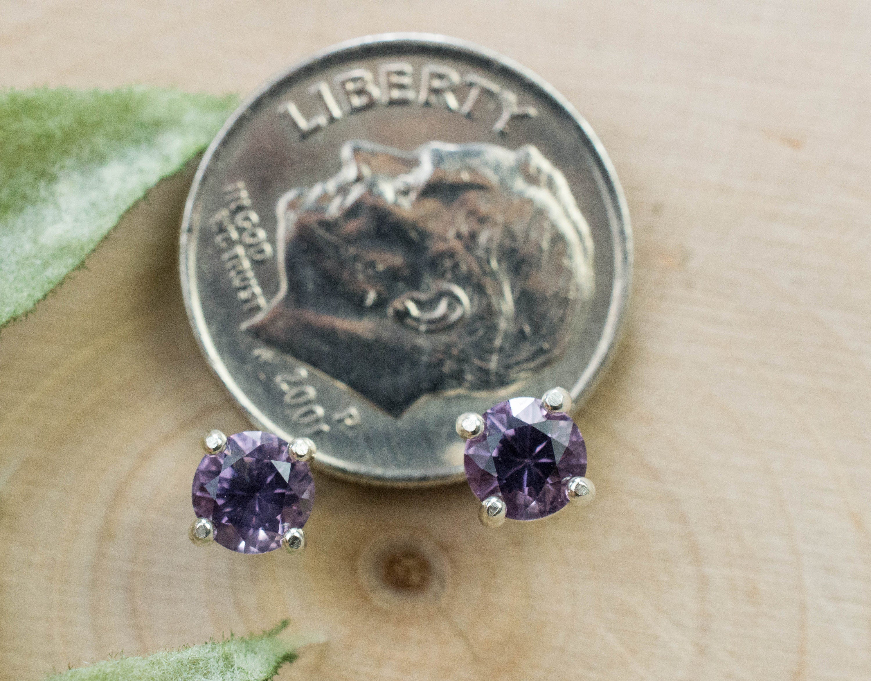 Purple Spinel Earrings; Genuine Untreated Sri Lanka Spinel; 0.825cts - Mark Oliver Gems