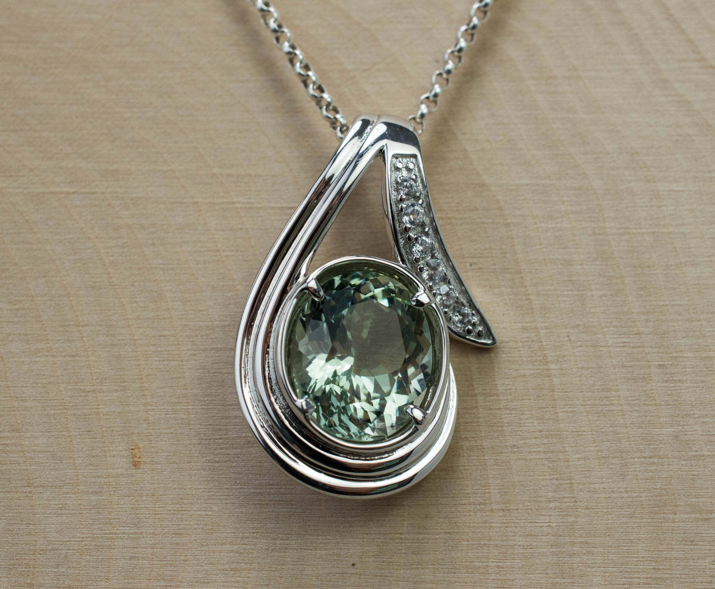 Prasiolite Pendant; Genuine Brazil Green Amethyst; 5.750cts - Mark Oliver Gems