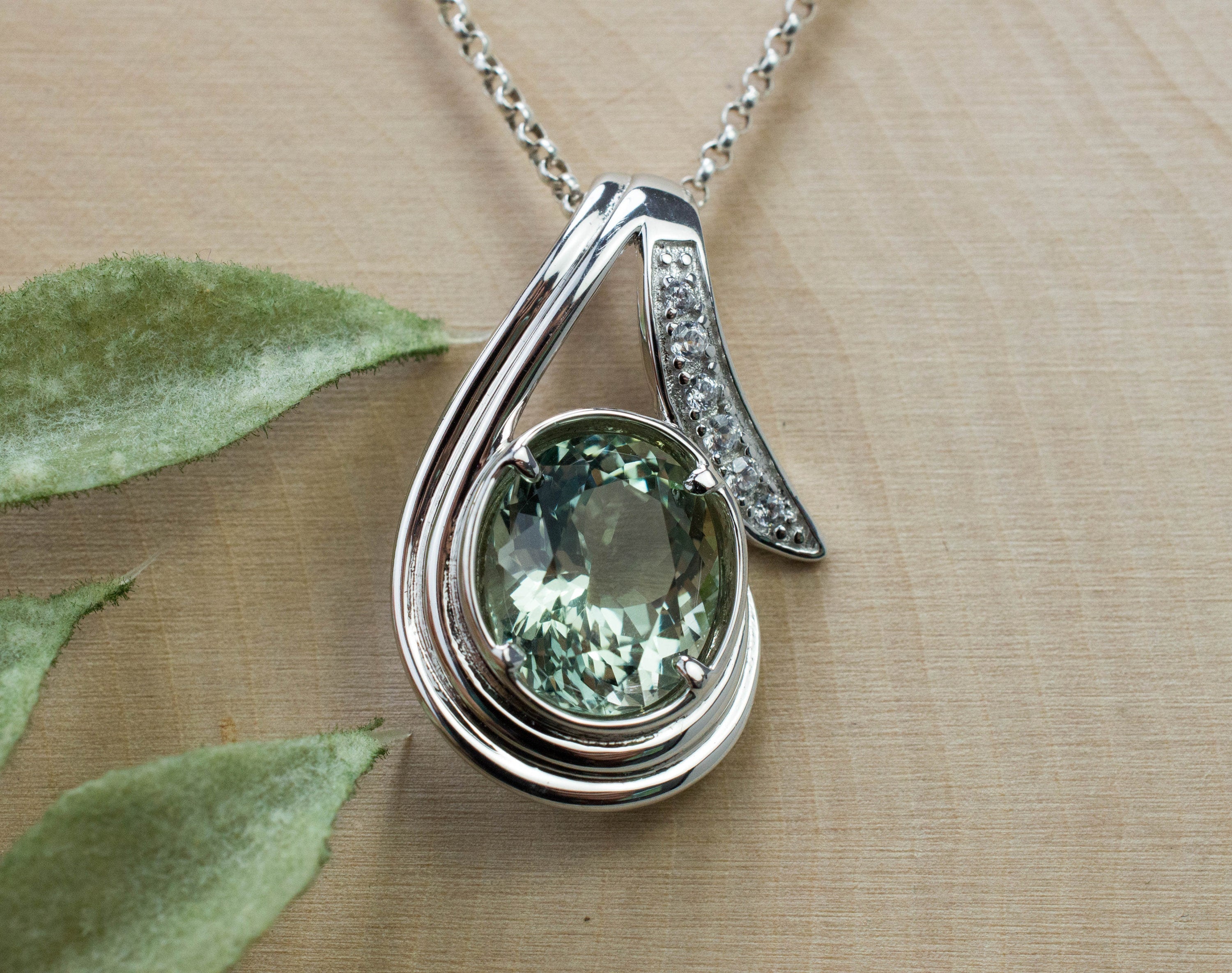 Prasiolite Pendant; Genuine Brazil Green Amethyst; 5.750cts - Mark Oliver Gems