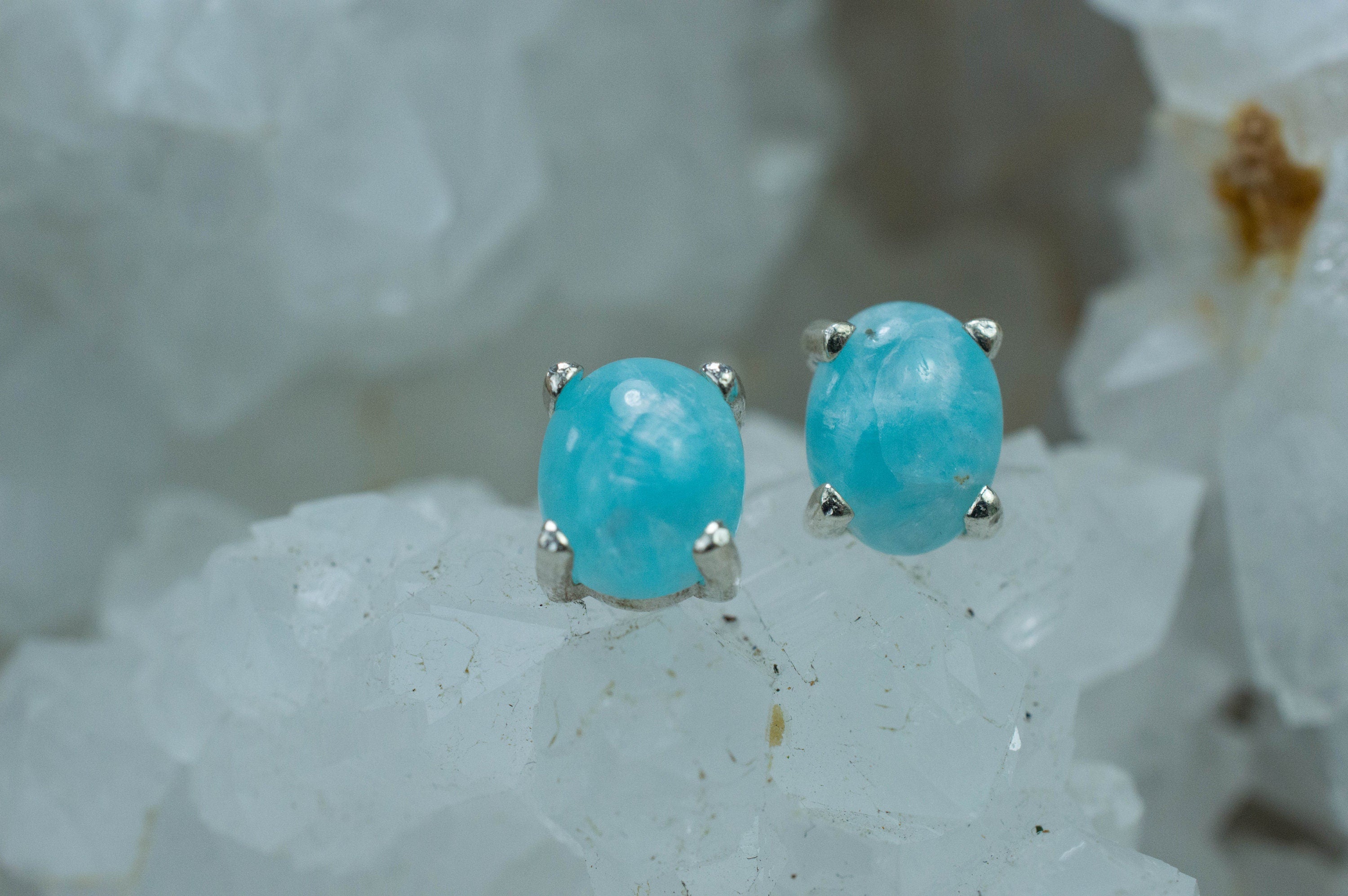 Hemimorphite Earrings; Genuine Untreated Brazil Hemimorphite; 2.895cts - Mark Oliver Gems