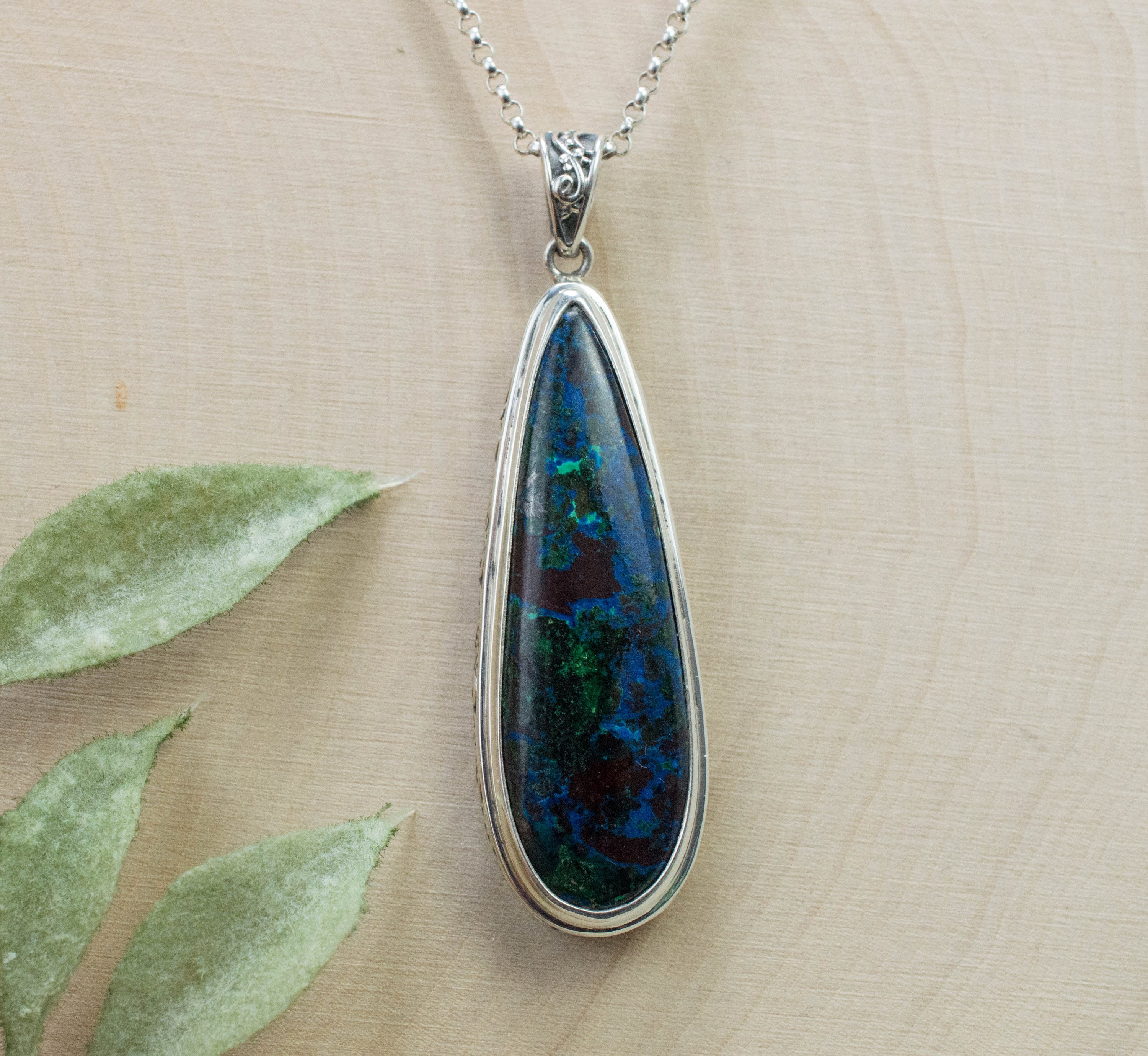 Azurite Malachite Pendant; Natural Untreated USA Azurmalachite - Mark Oliver Gems