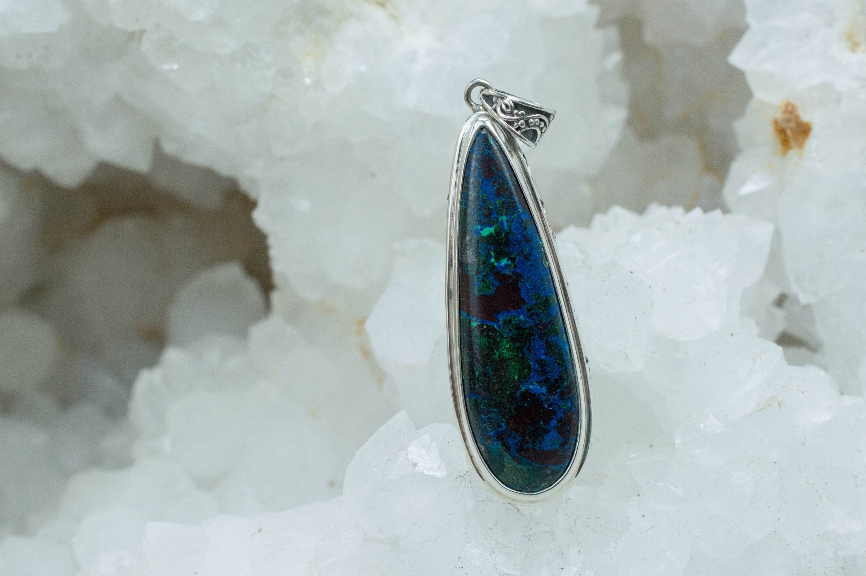 Azurite Malachite Pendant; Natural Untreated USA Azurmalachite - Mark Oliver Gems