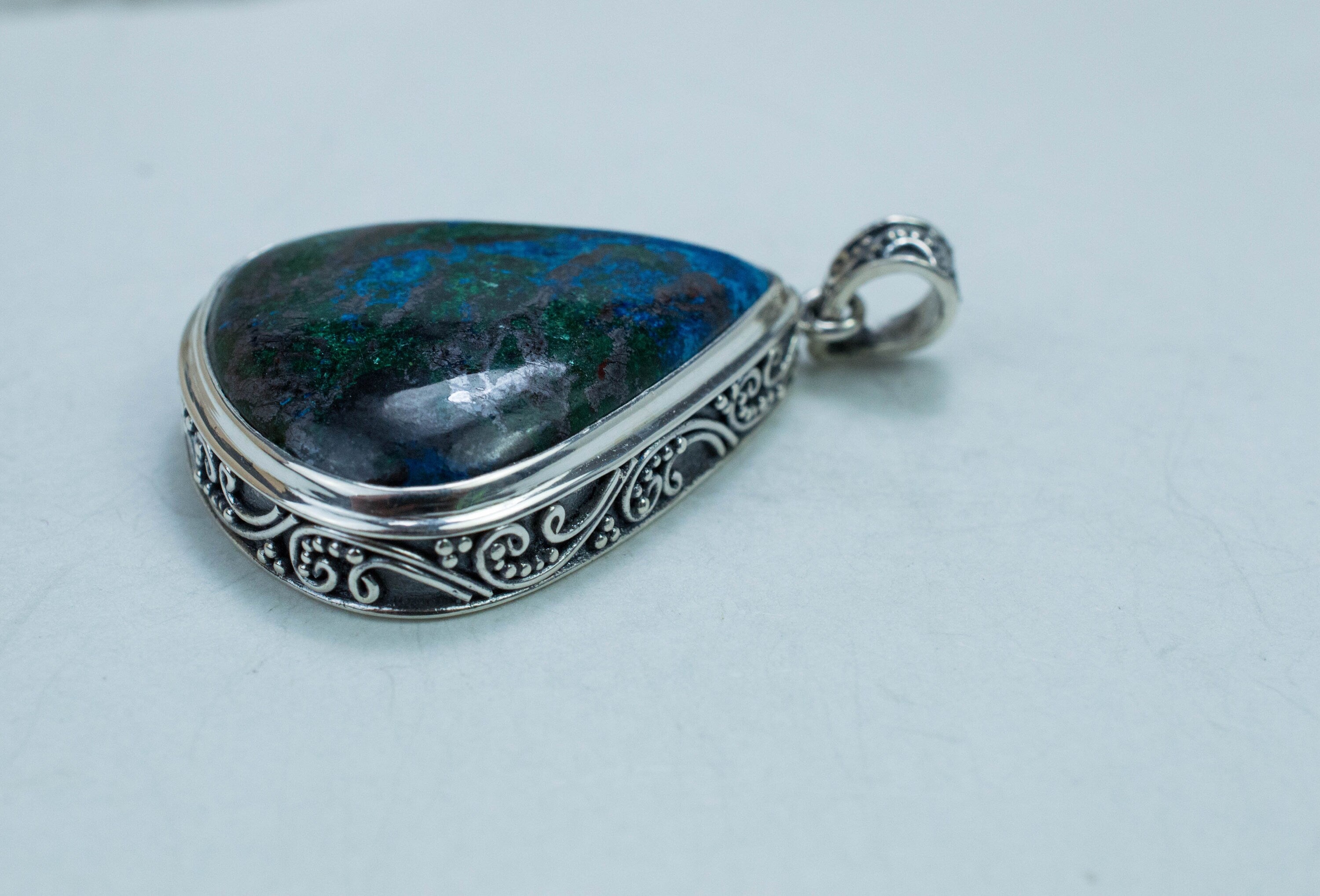 Azurite Malachite Pendant; Natural Untreated Arizona Azurmalachite - Mark Oliver Gems