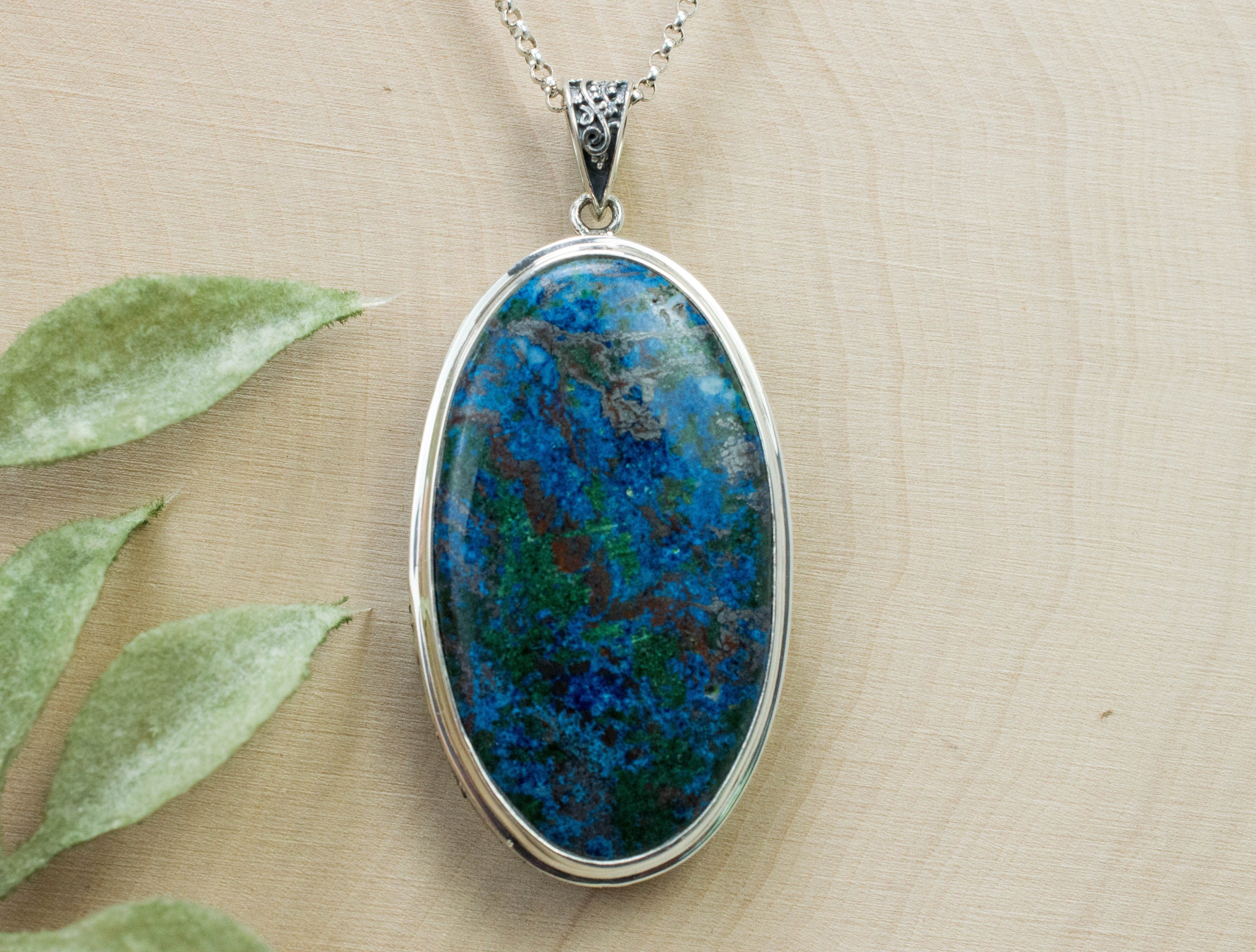 Azurite Malachite Pendant; Genuine Untreated Arizona Azurmalachite - Mark Oliver Gems