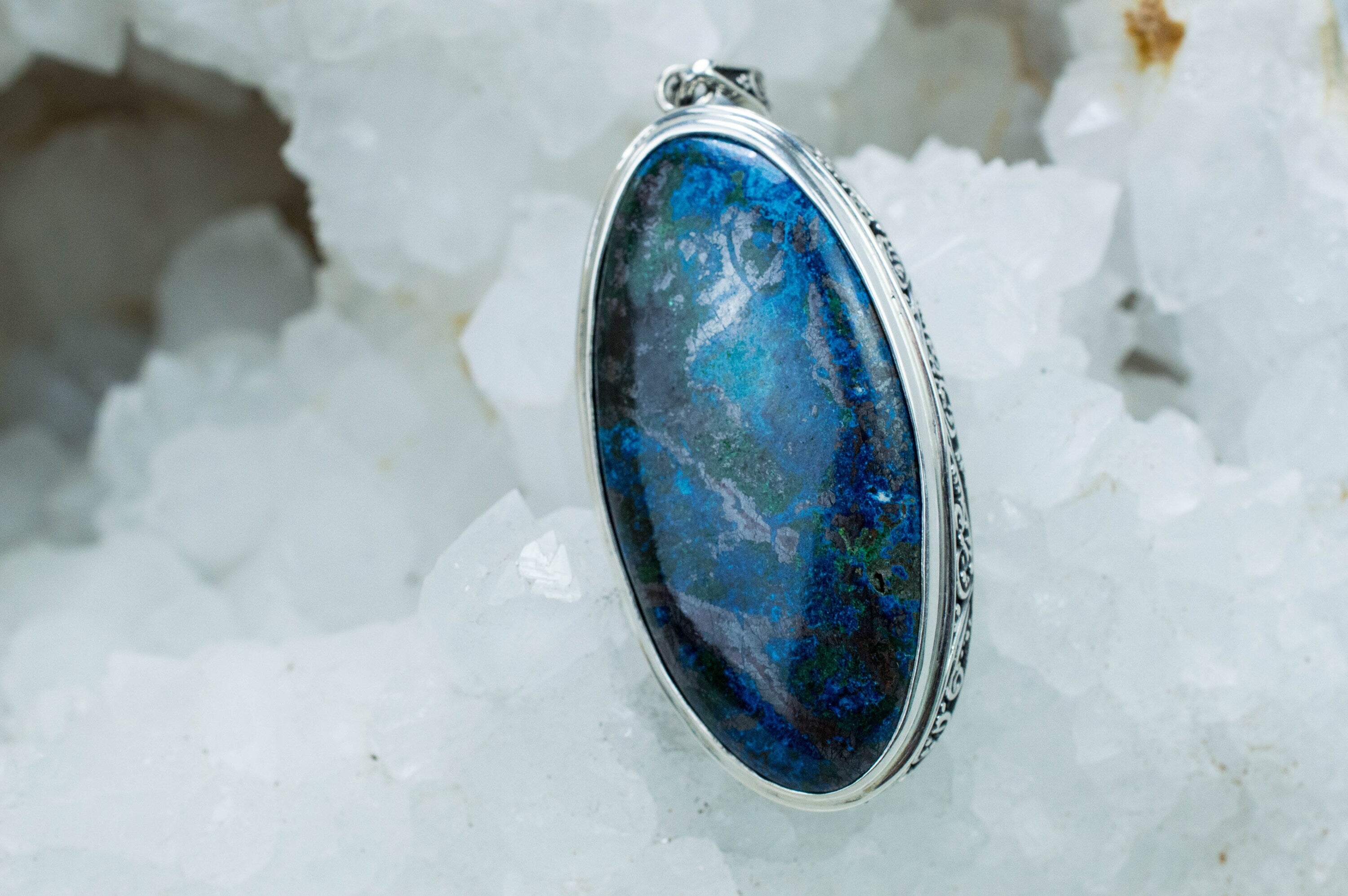 Azurite Malachite Pendant; Genuine and Untreated Arizona Azurmalachite - Mark Oliver Gems