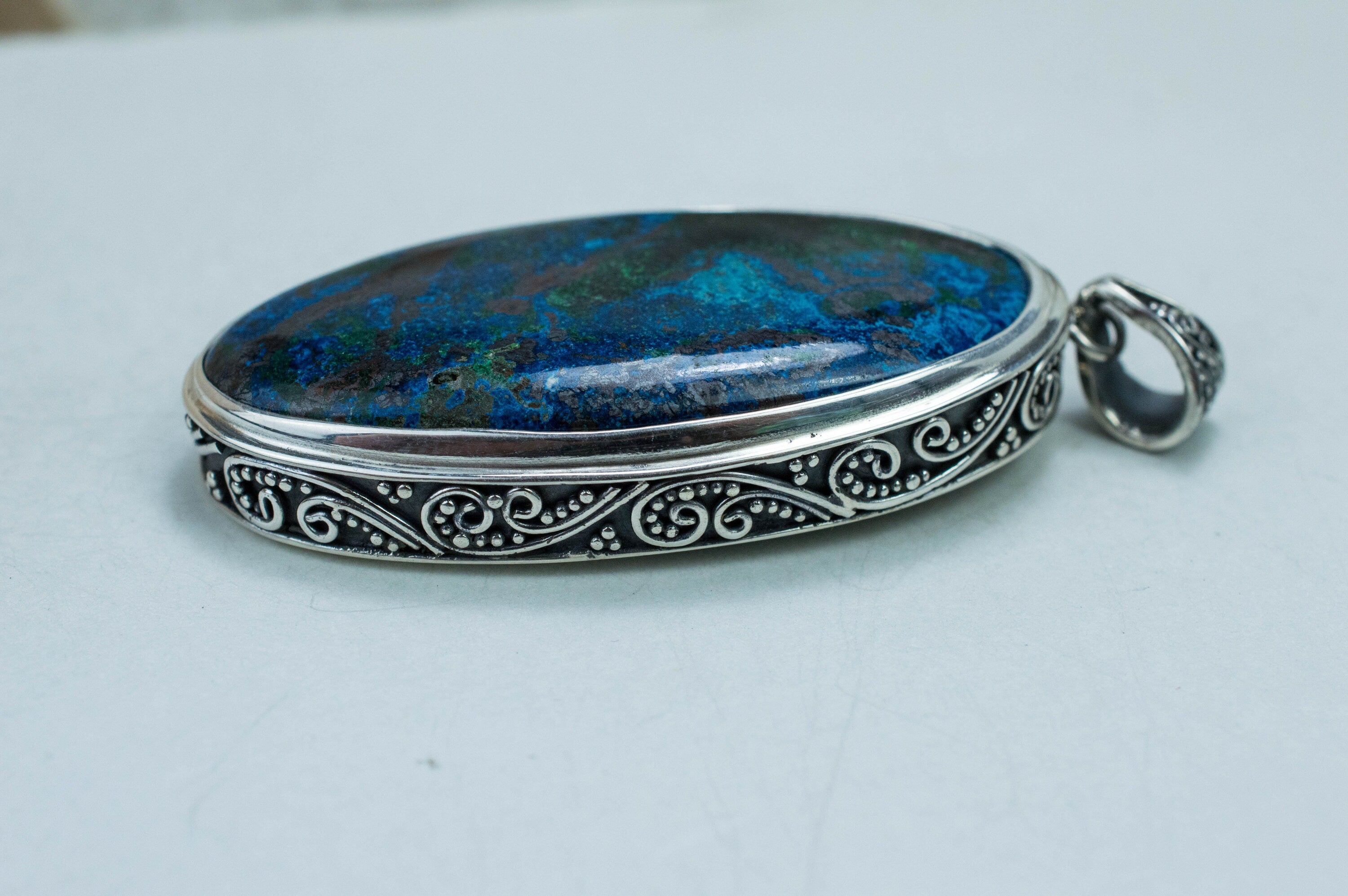 Azurite Malachite Pendant; Genuine and Untreated Arizona Azurmalachite - Mark Oliver Gems