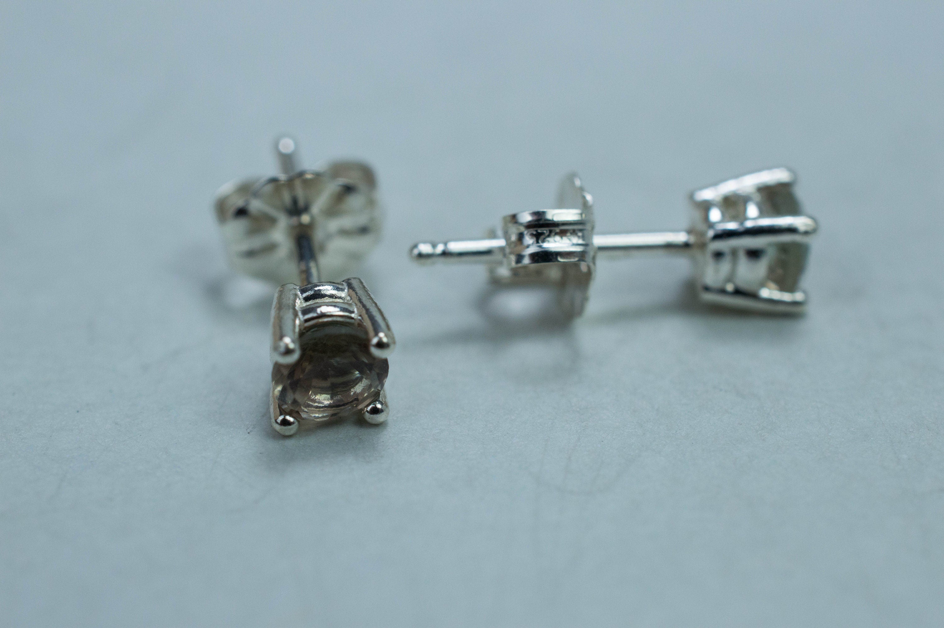 Green Oregon Sunstone Earrings; Natural Untreated Sunstone; 0.525cts - Mark Oliver Gems