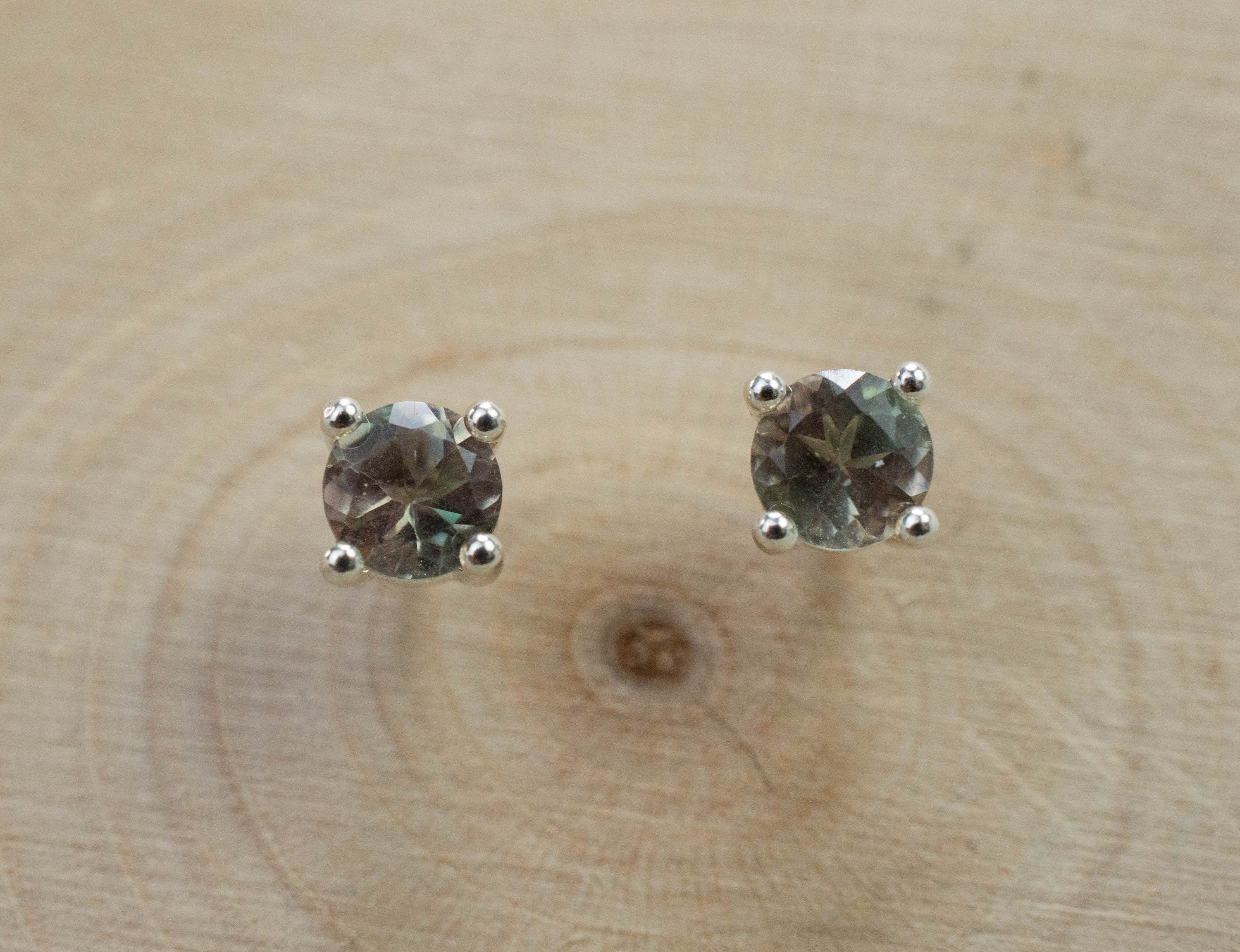 Green Oregon Sunstone Earrings; Natural Untreated Sunstone; 0.525cts - Mark Oliver Gems