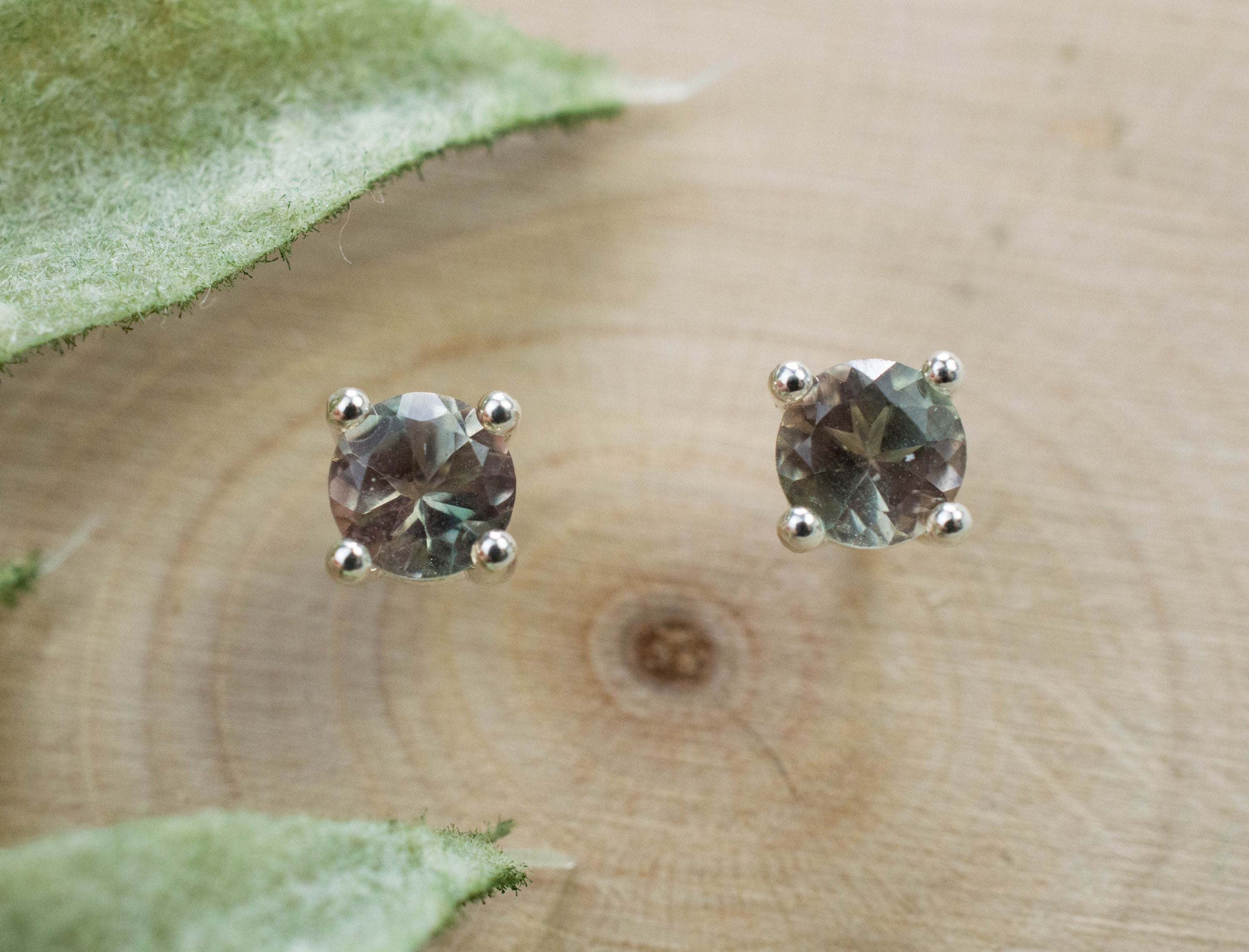 Green Oregon Sunstone Earrings; Natural Untreated Sunstone; 0.525cts - Mark Oliver Gems