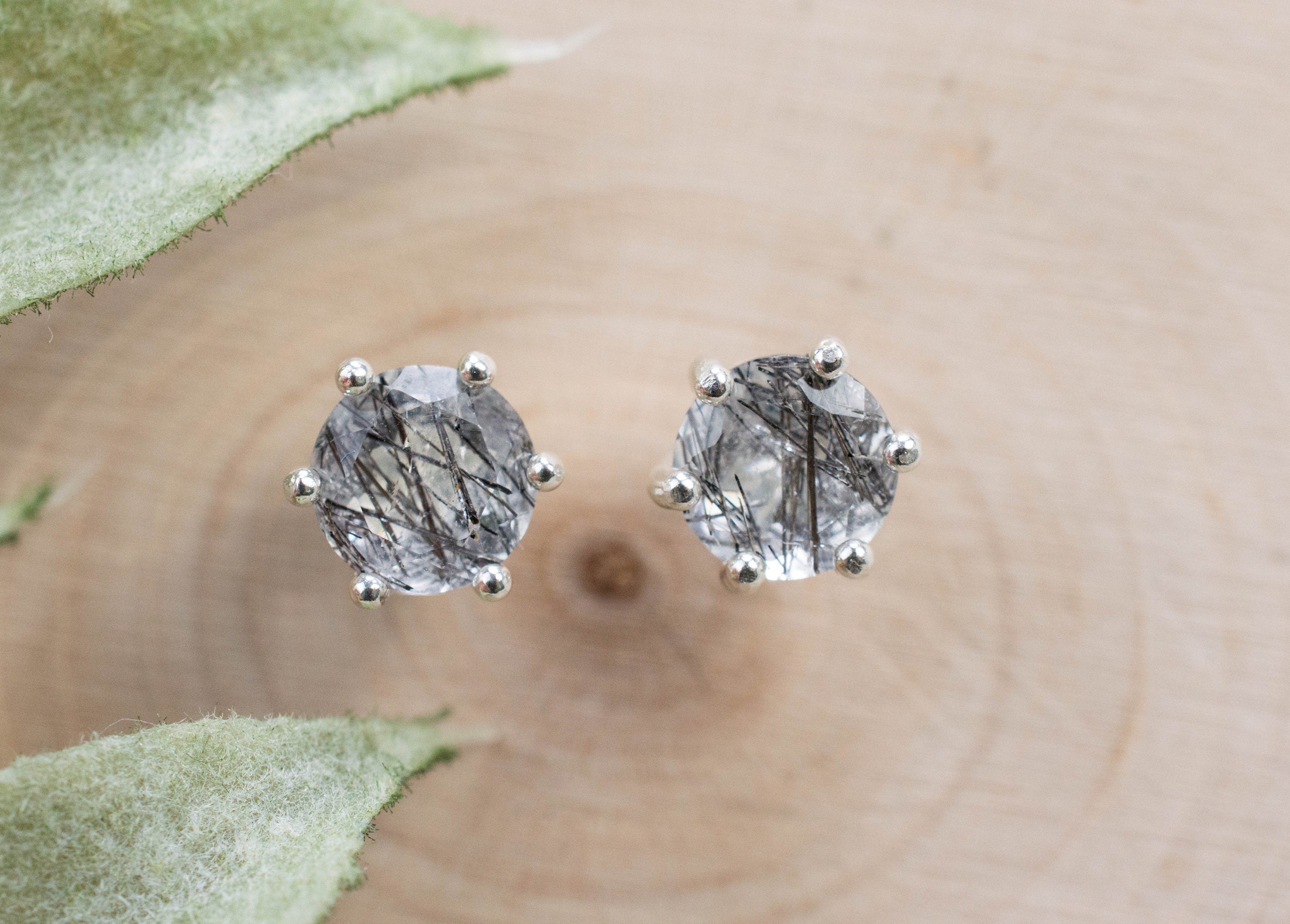 Rutilated Quartz Earrings; Genuine Untreated Brazilian Quartz - Mark Oliver Gems