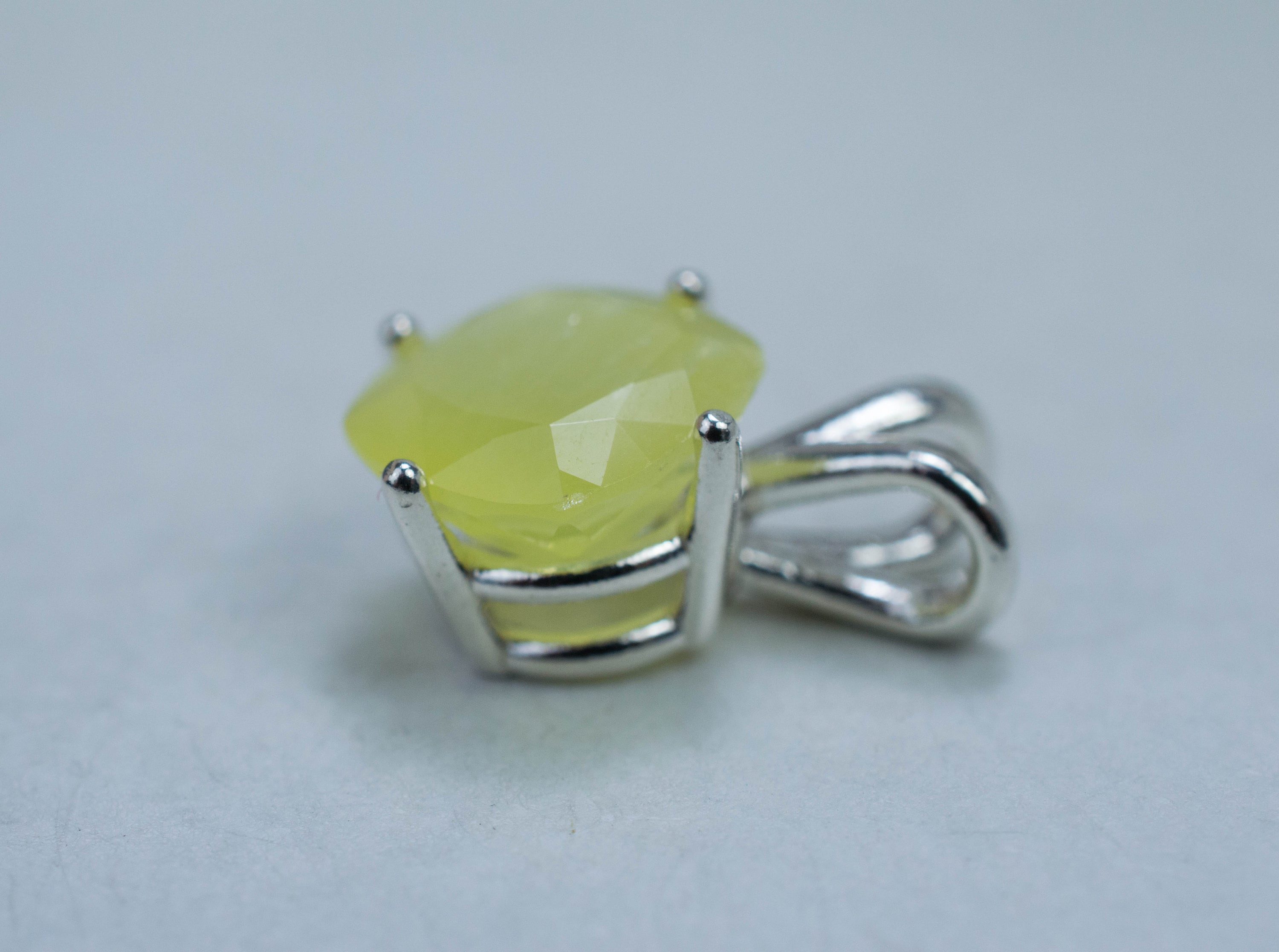 Prehnite Pendant; Natural and Untreated Australia Yellow Prehnite; 3.360cts - Mark Oliver Gems