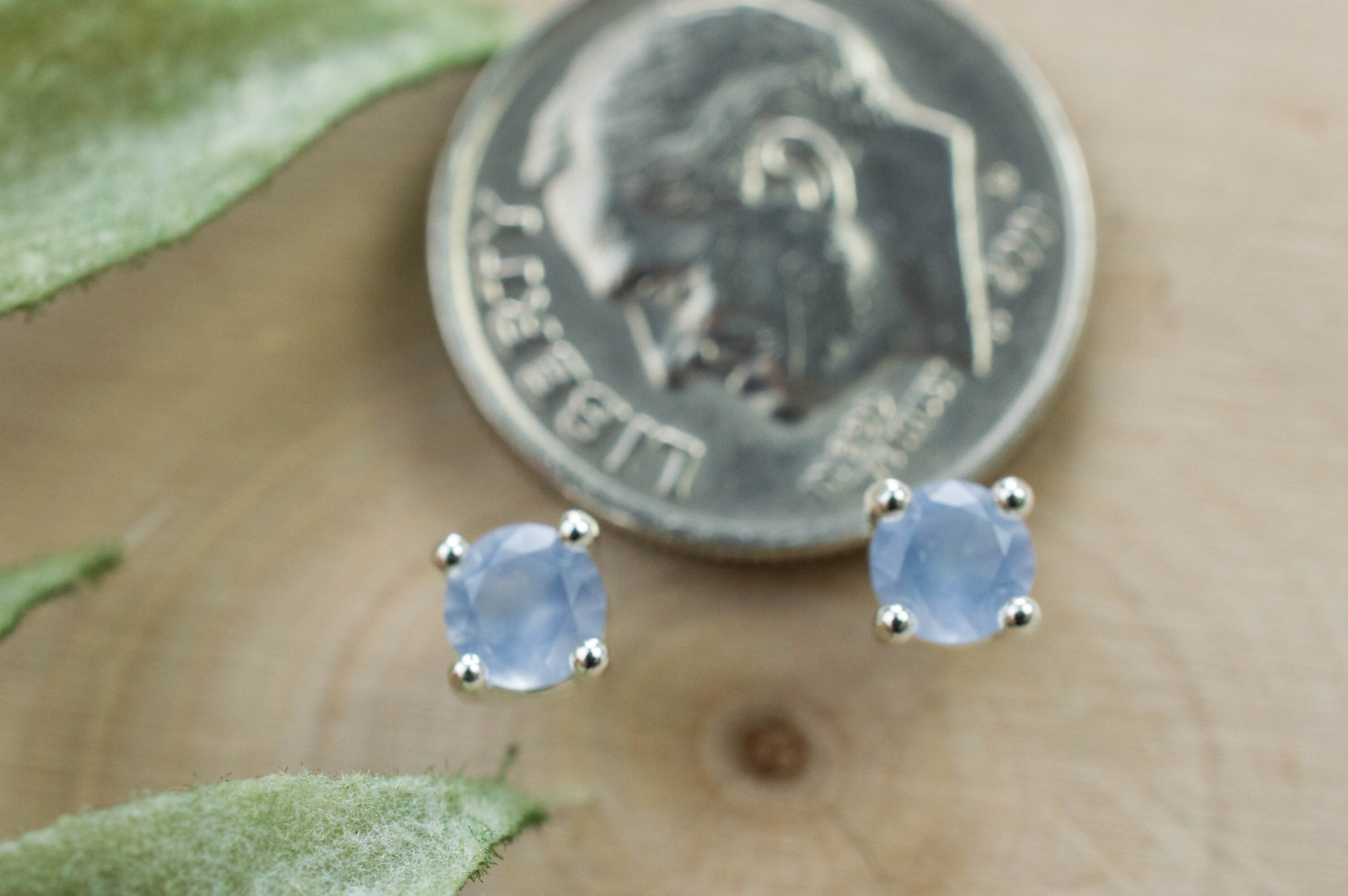 Blue Agate Earrings; Natural Untreated Namibia Agate; 0.415cts - Mark Oliver Gems