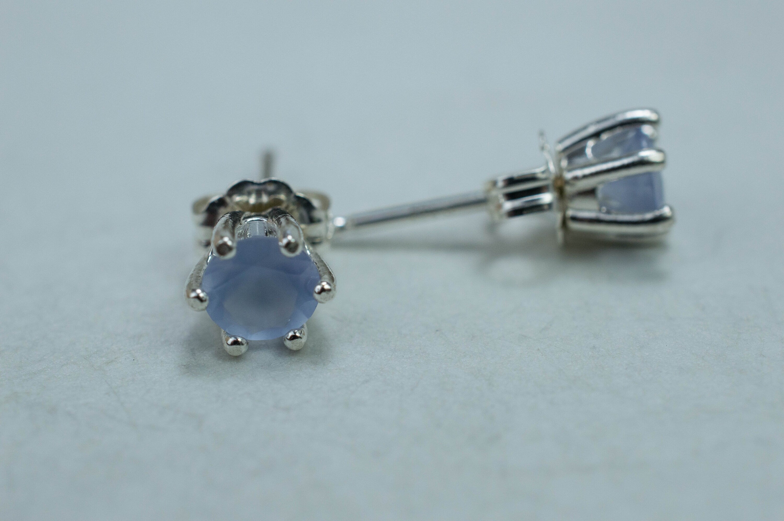 Blue Agate Earrings; Natural Untreated Namibia Agate; 0.790cts - Mark Oliver Gems