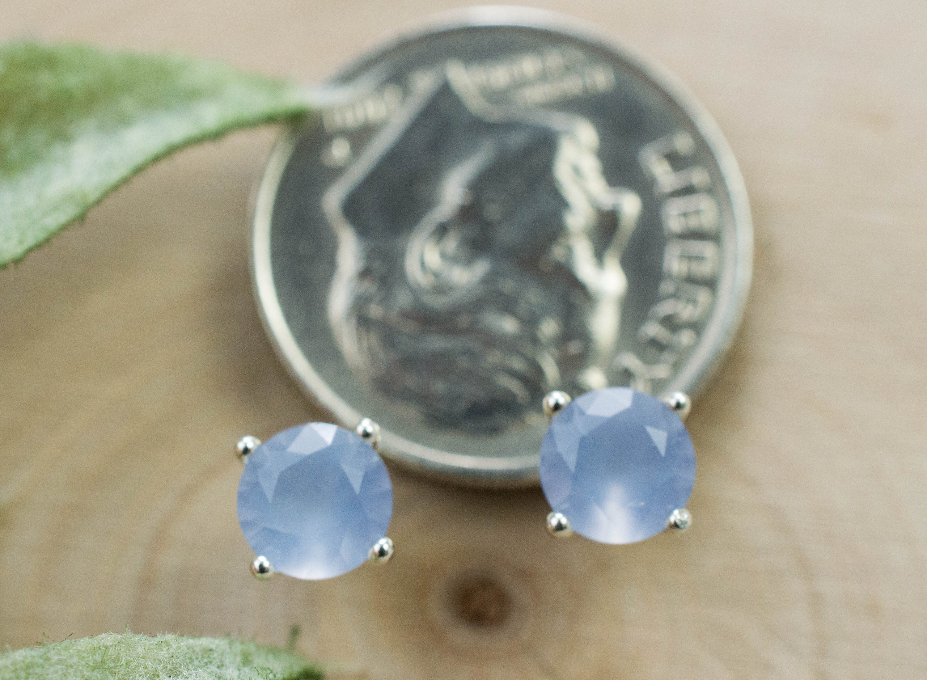 Blue Agate Earrings; Natural Untreated Namibia Agate; 0.800cts - Mark Oliver Gems