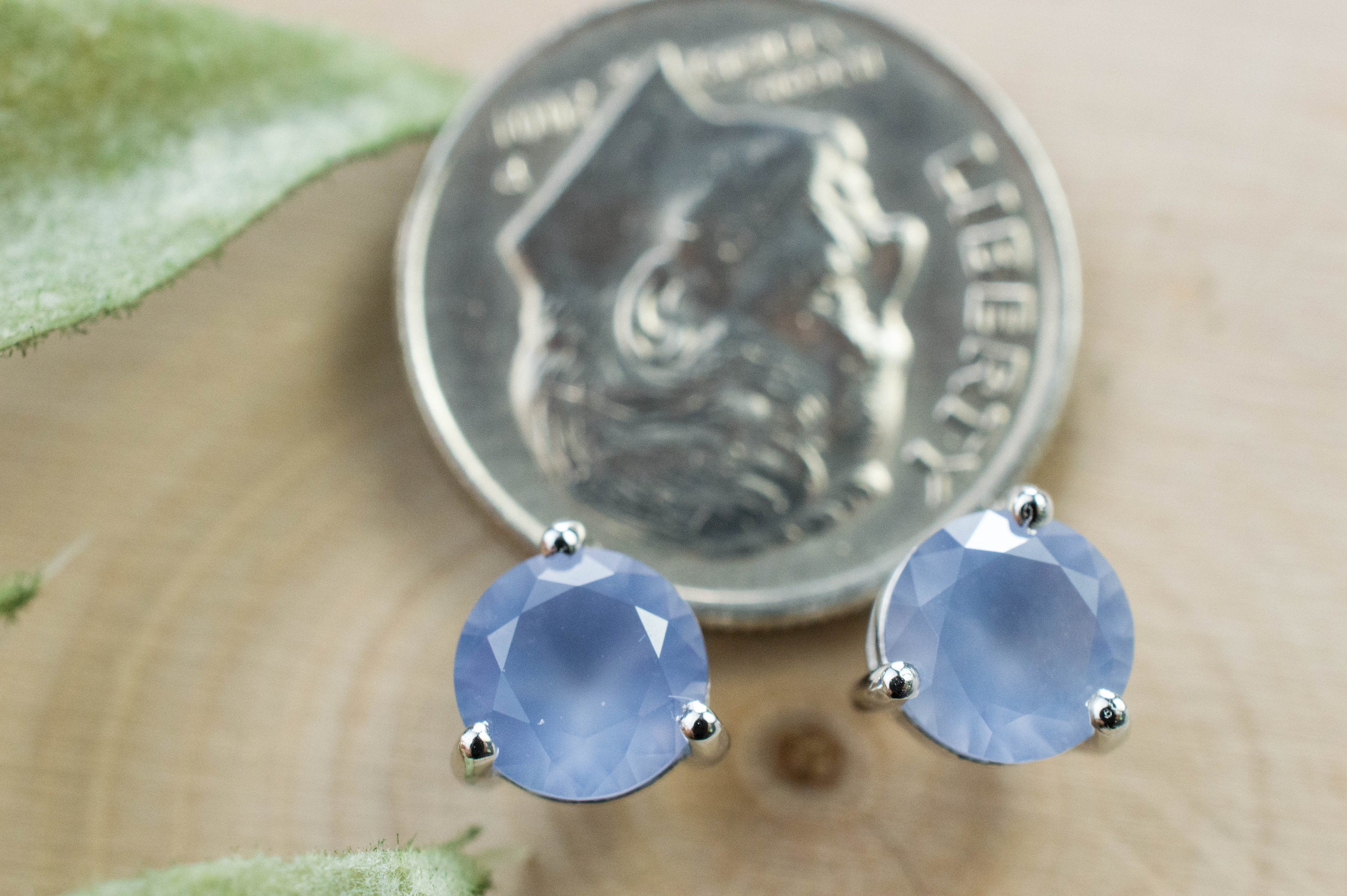 Blue Agate Earrings; Natural Untreated Namibia Agate; 1.300cts - Mark Oliver Gems