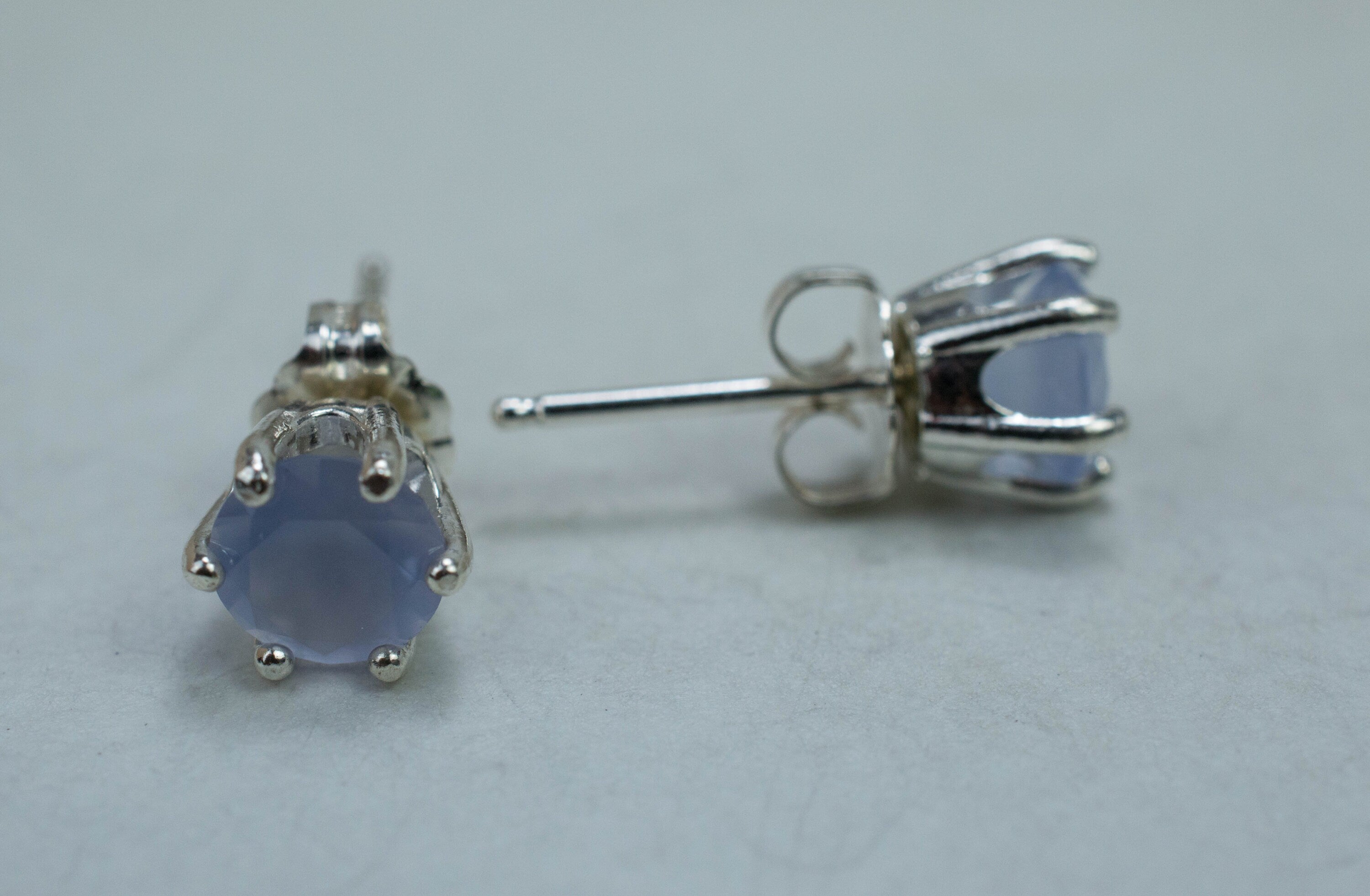 Blue Agate Earrings; Natural Untreated Namibia Agate; 1.315cts - Mark Oliver Gems