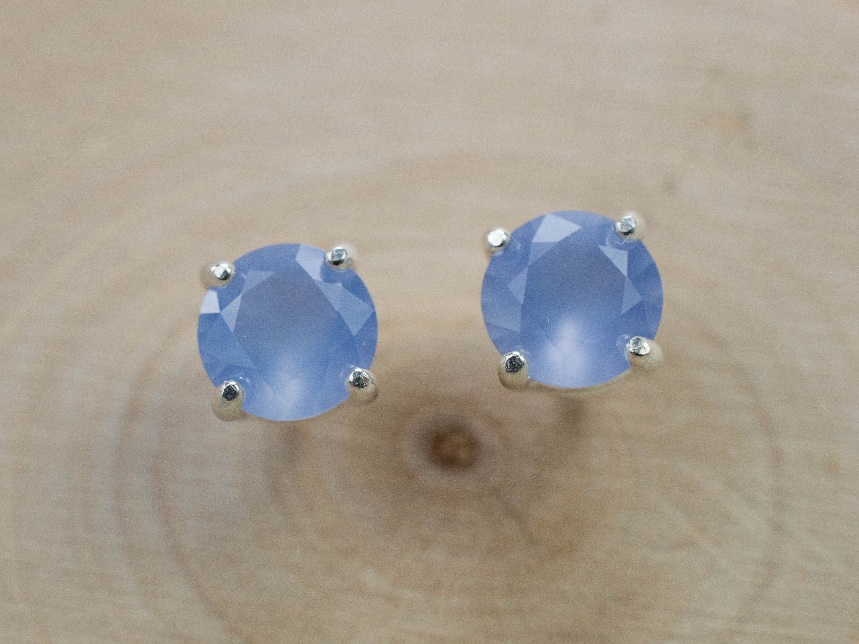 Blue Agate Earrings; Natural Untreated Namibia Agate; 1.330cts - Mark Oliver Gems