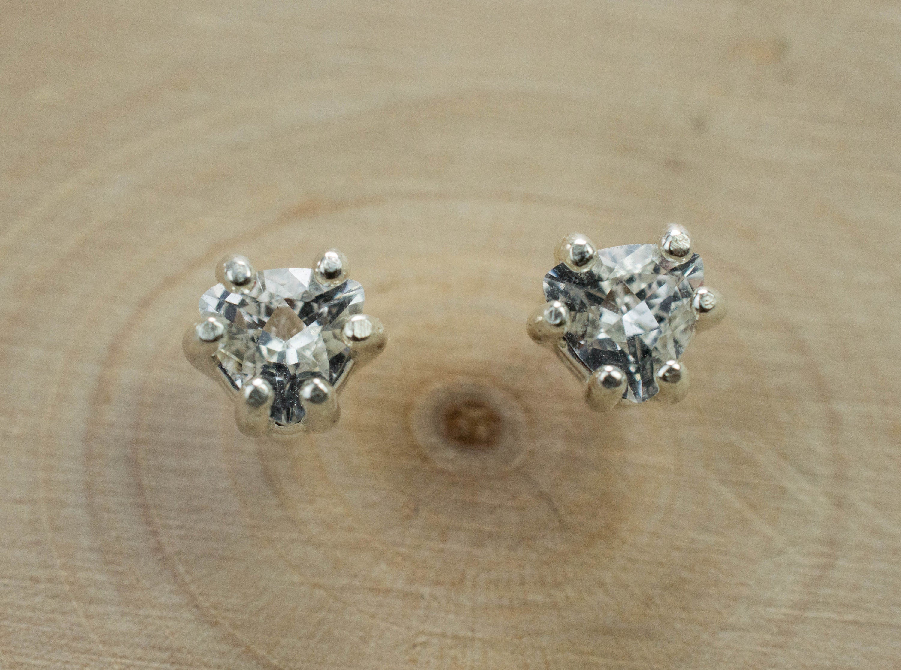Goshenite Earrings; Natural Untreated Mozambique Platinum Beryl; 0.565cts - Mark Oliver Gems