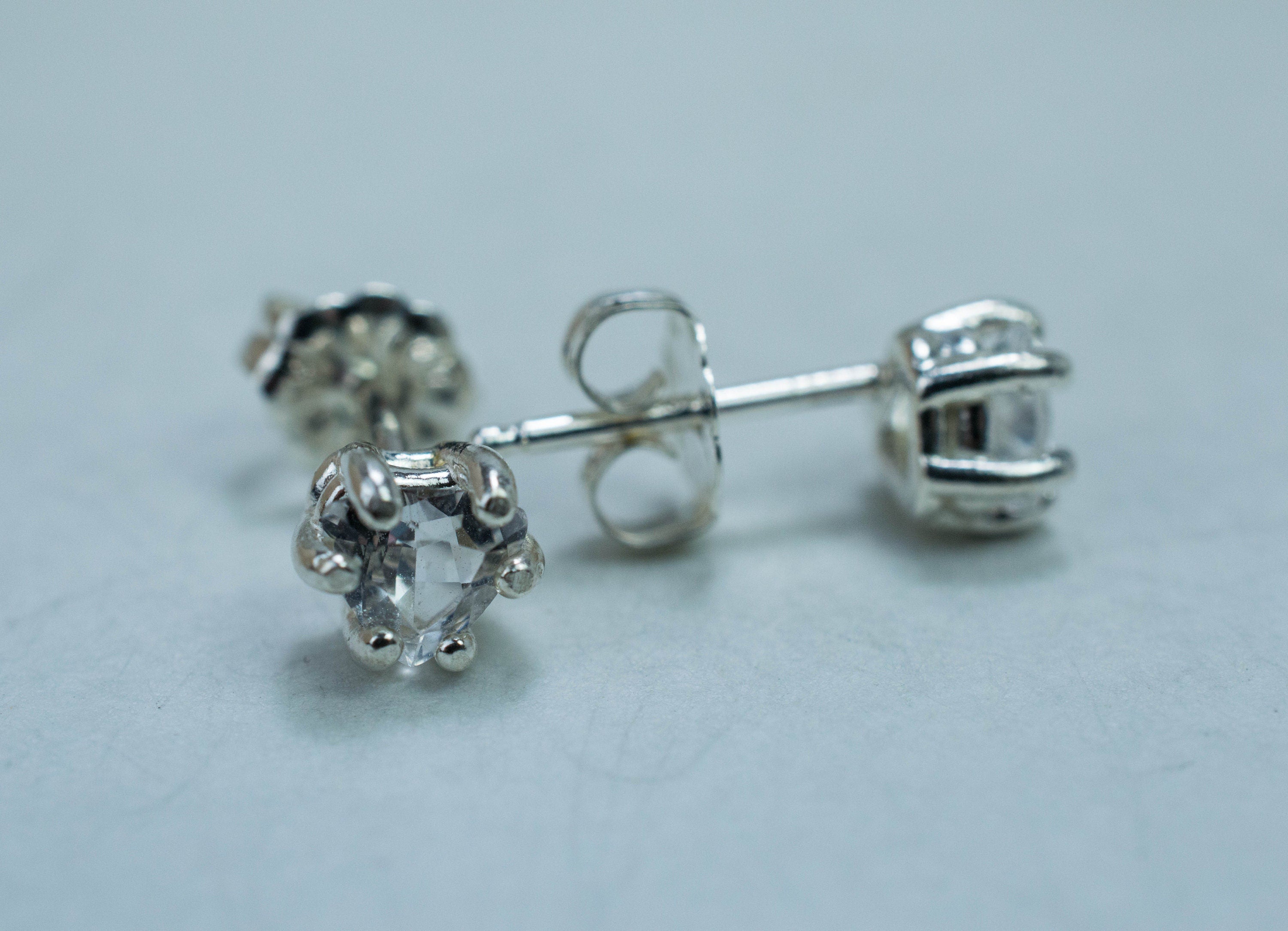 Goshenite Earrings; Natural Untreated Mozambique Platinum Beryl; 0.565cts - Mark Oliver Gems