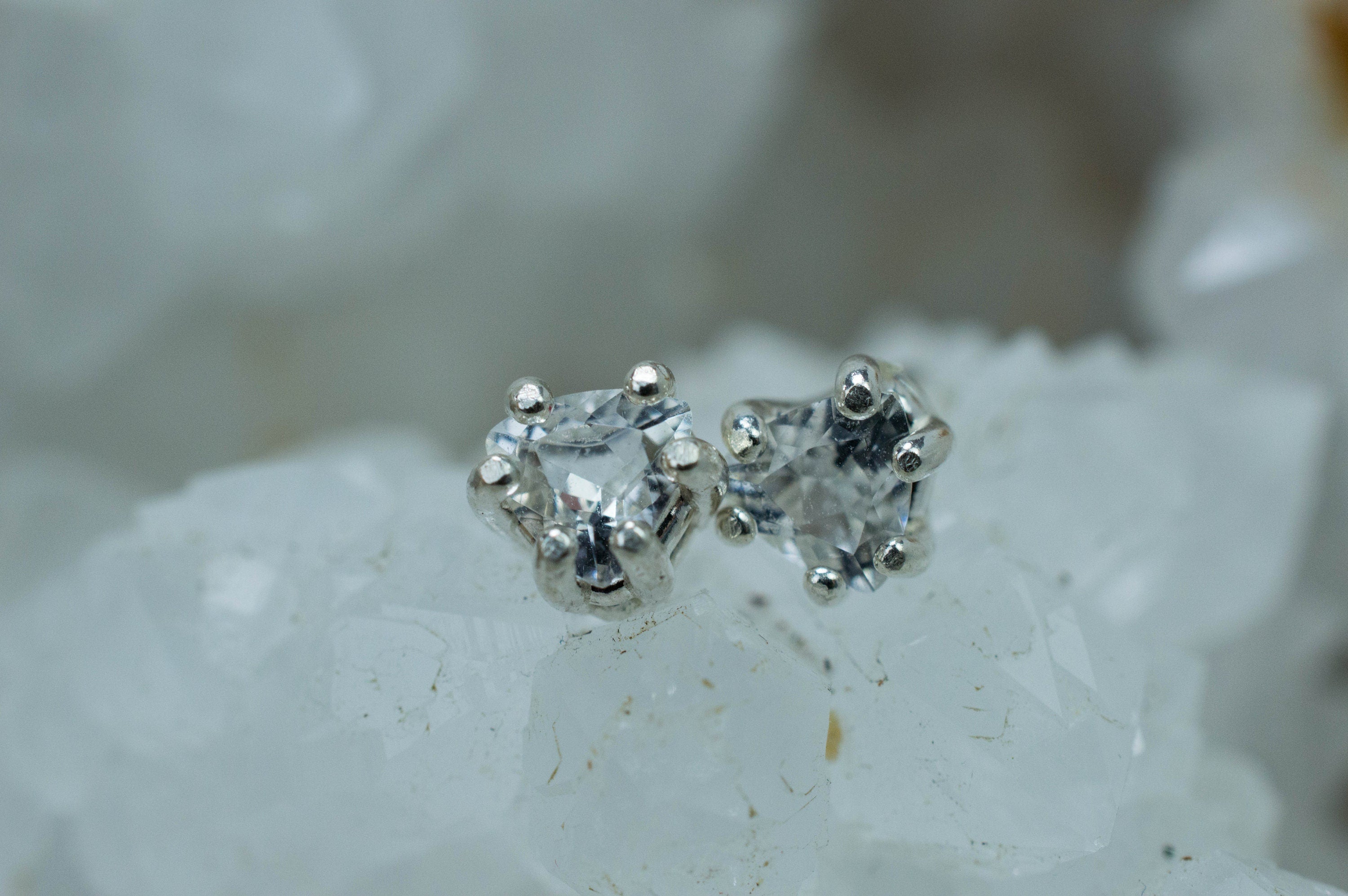 Goshenite Earrings; Natural Untreated Mozambique Platinum Beryl; 0.565cts - Mark Oliver Gems