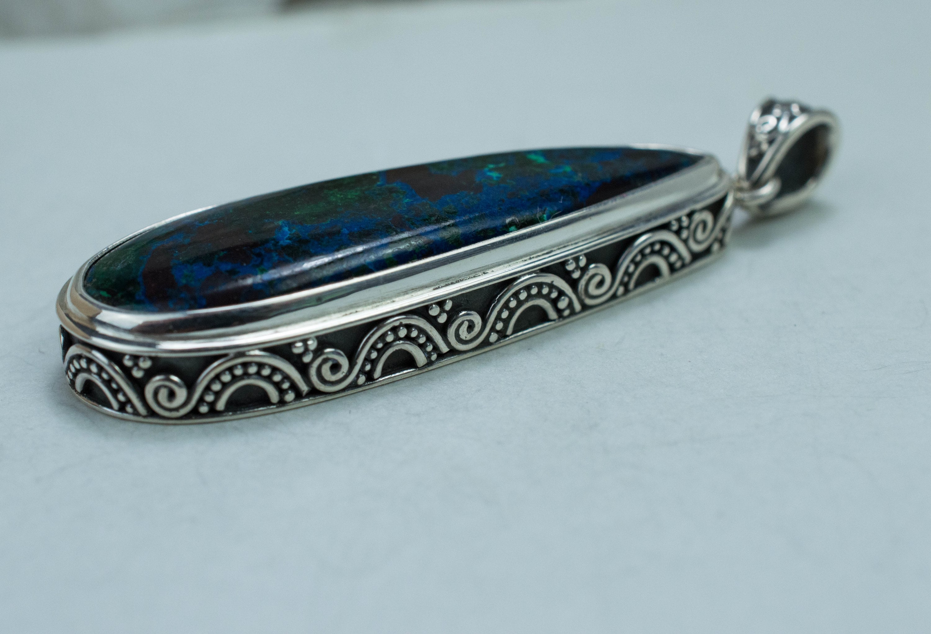 Azurite Malachite Pendant; Natural Untreated USA Azurmalachite - Mark Oliver Gems