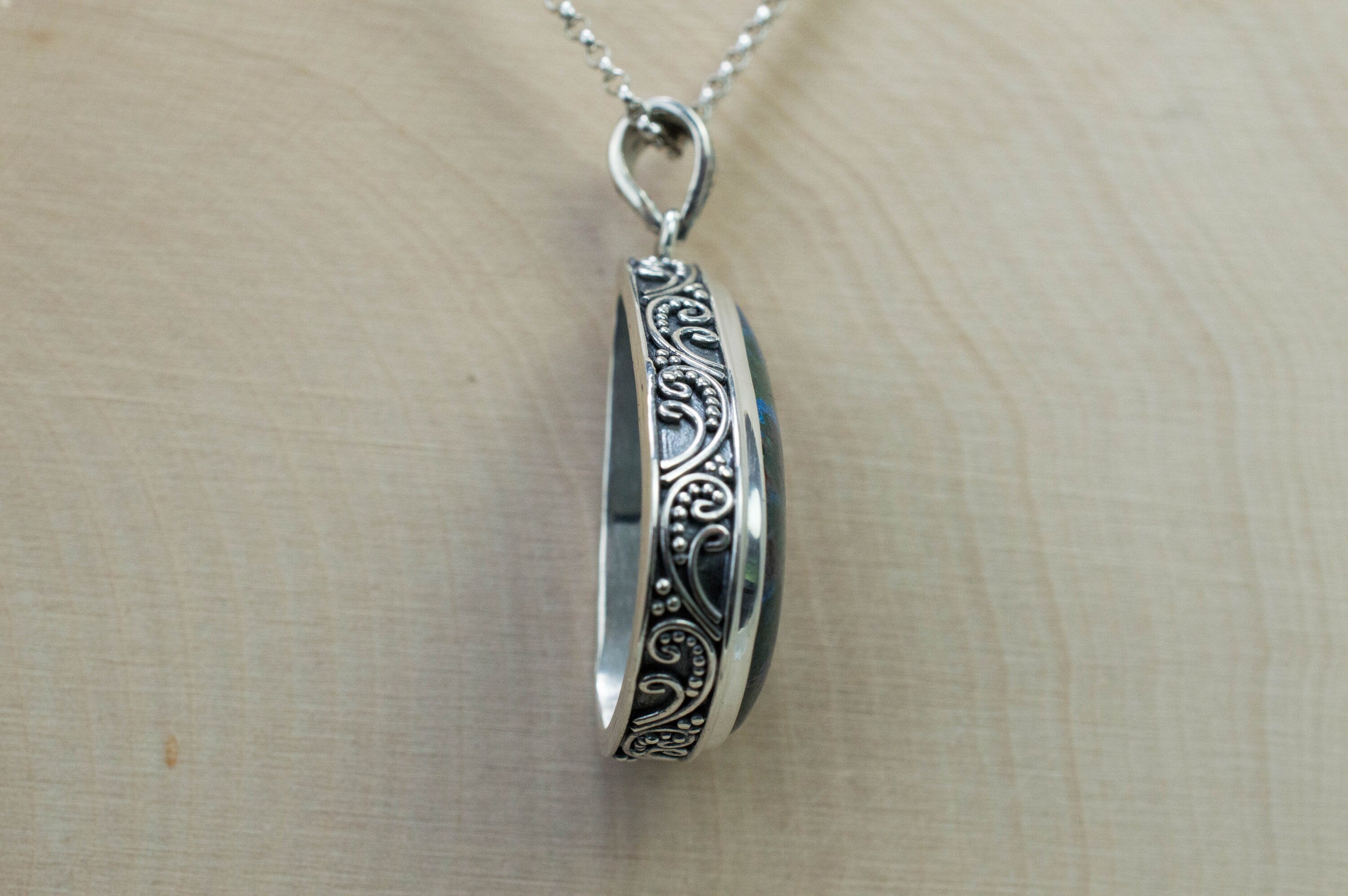 Azurite Malachite Pendant; Natural Untreated Arizona Azurmalachite - Mark Oliver Gems