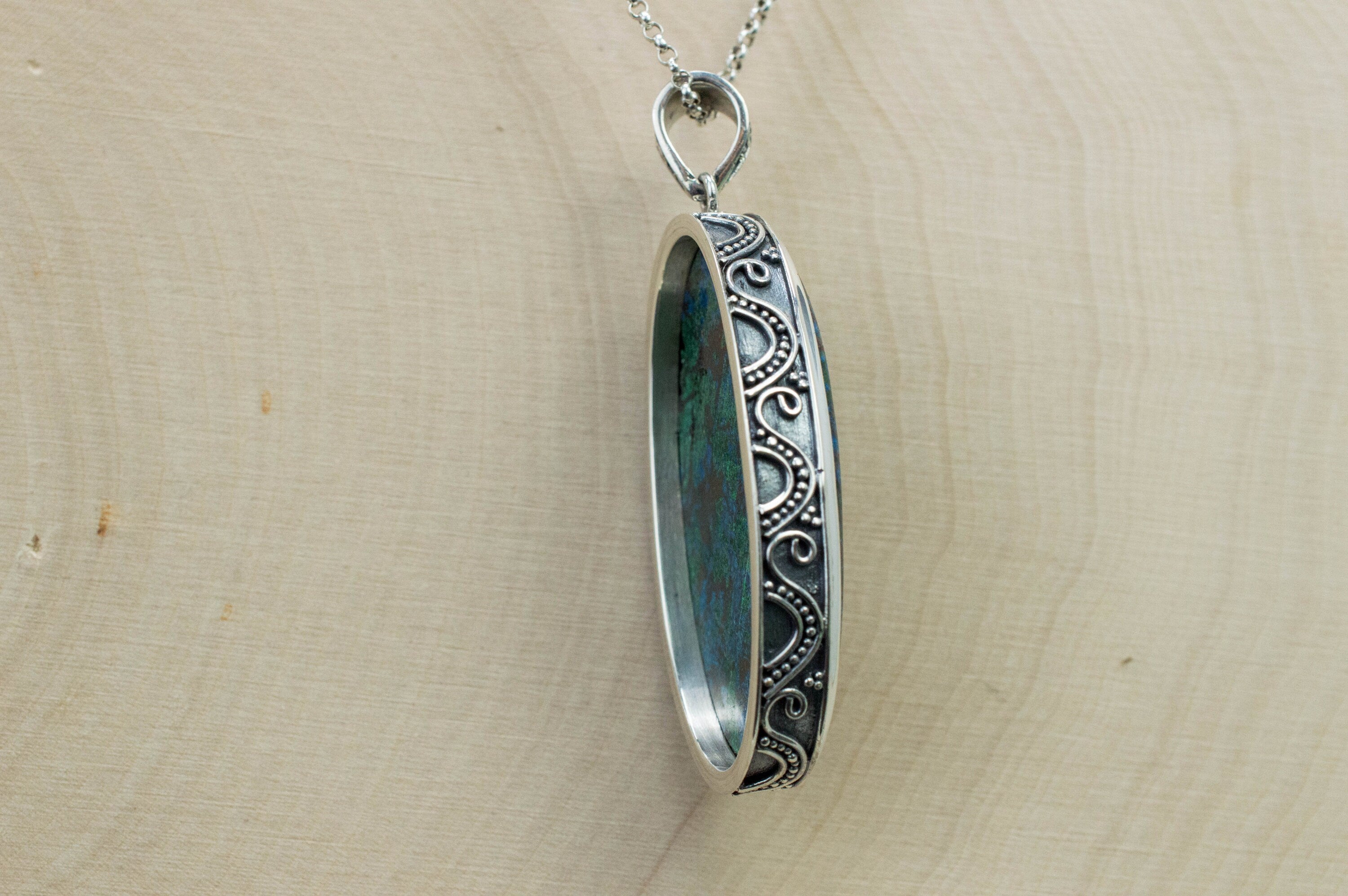 Azurite Malachite Pendant; Genuine Untreated Arizona Azurmalachite - Mark Oliver Gems