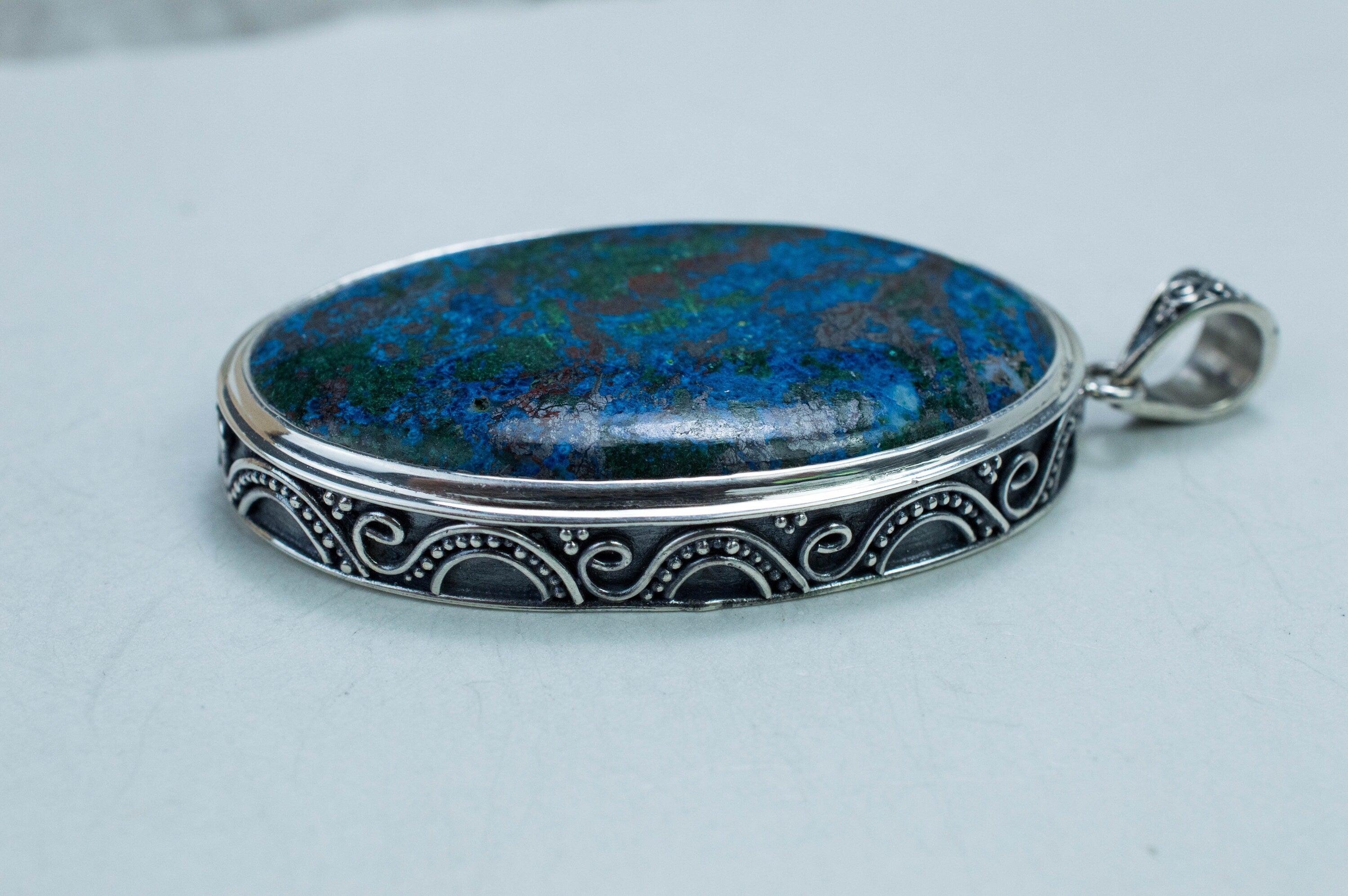 Azurite Malachite Pendant; Genuine Untreated Arizona Azurmalachite - Mark Oliver Gems