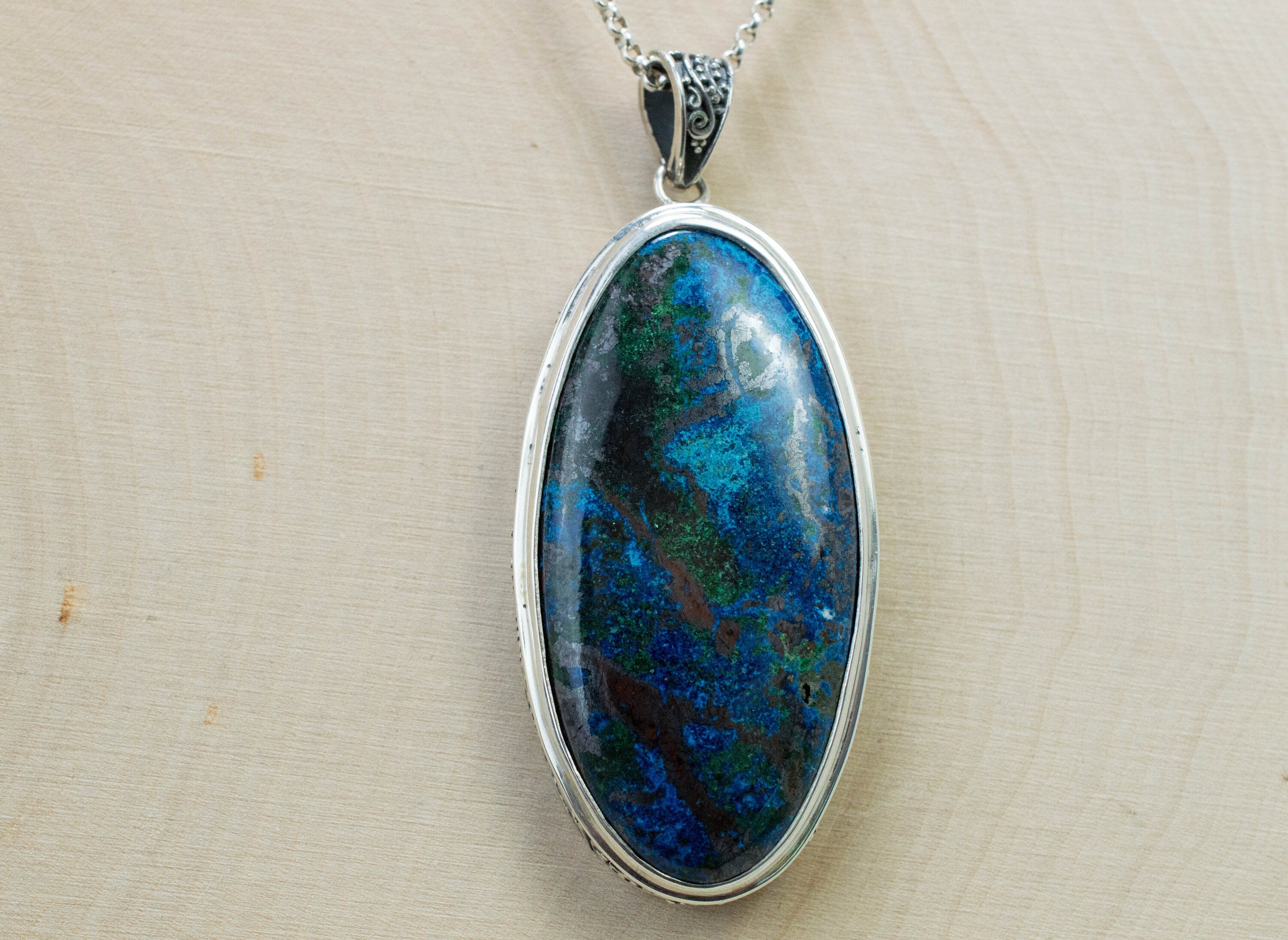 Azurite Malachite Pendant; Genuine and Untreated Arizona Azurmalachite - Mark Oliver Gems