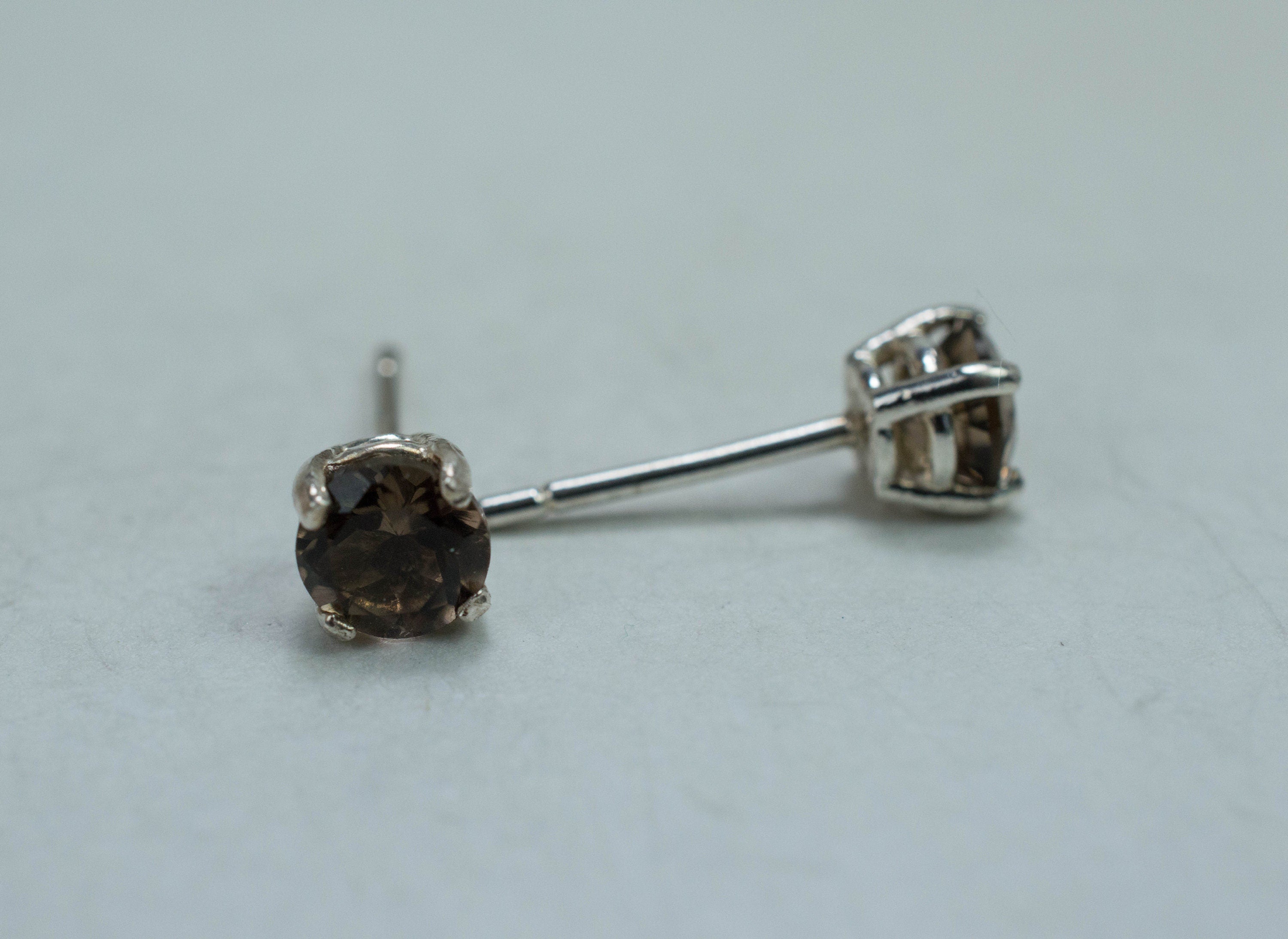 Smoky Quartz Earrings; Natural Untreated USA Quartz; 0.840cts - Mark Oliver Gems