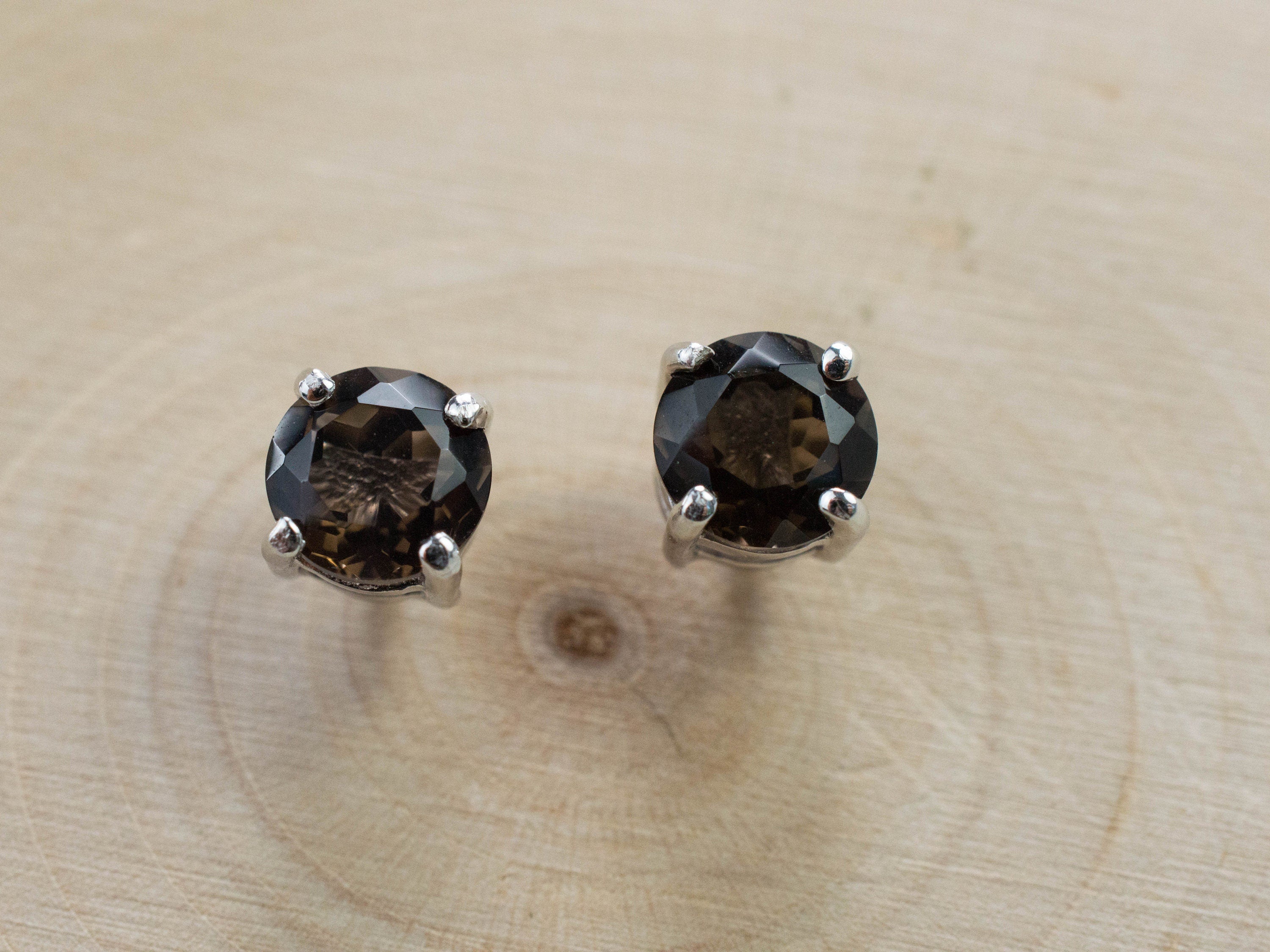 Smoky Quartz Earrings; Genuine Untreated USA Quartz; 1.465cts - Mark Oliver Gems