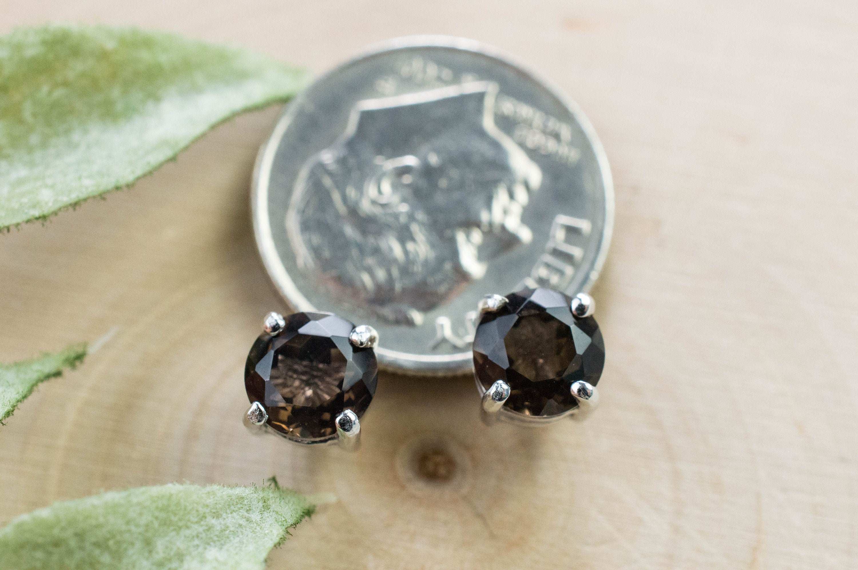 Smoky Quartz Earrings; Genuine Untreated USA Quartz; 1.465cts - Mark Oliver Gems