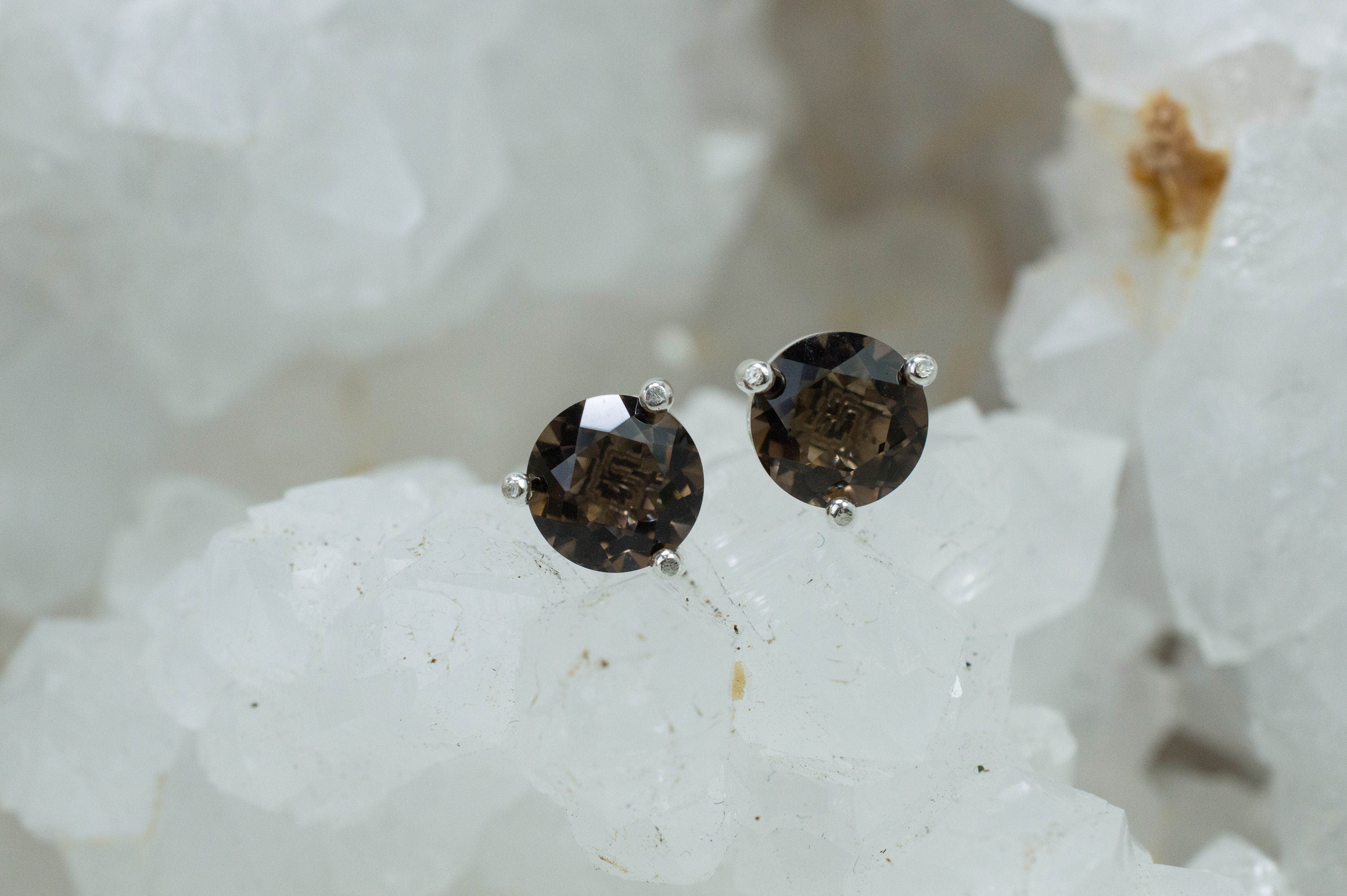 Smoky Quartz Earrings; Genuine Untreated USA Quartz; 1.635cts - Mark Oliver Gems