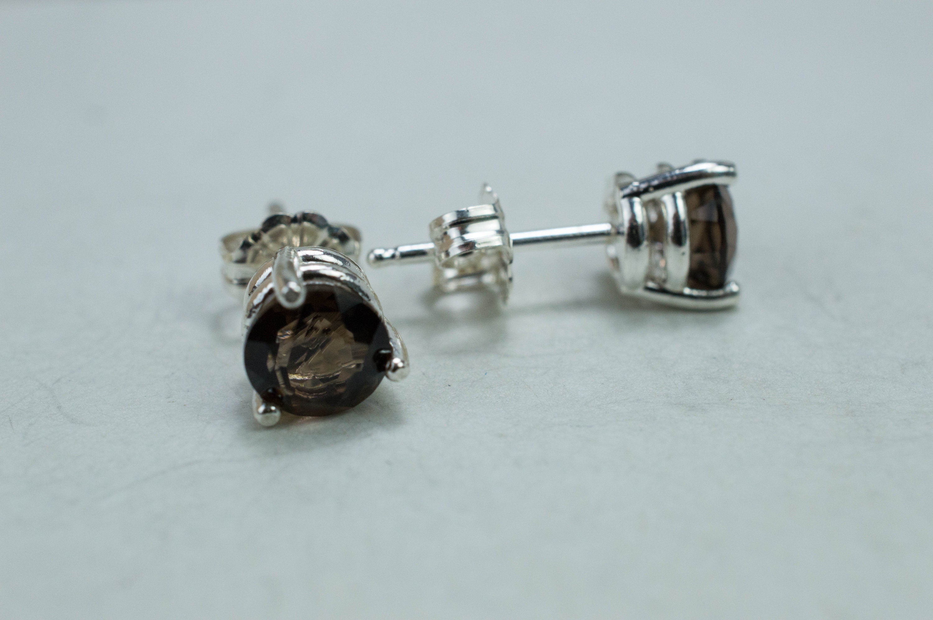Smoky Quartz Earrings; Genuine Untreated USA Quartz; 1.635cts - Mark Oliver Gems