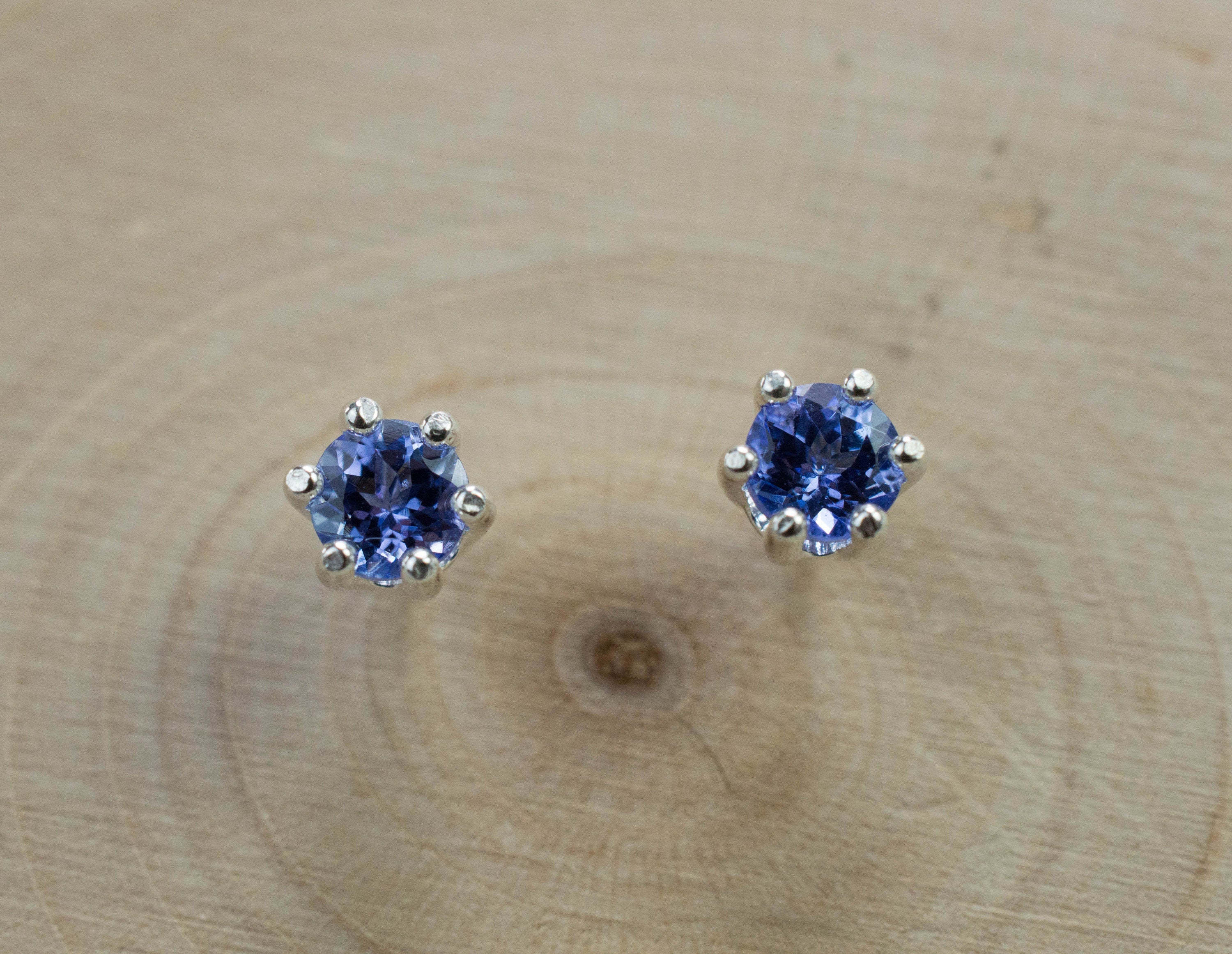 Tanzanite Earrings; Natural Tanzania Tanzanite; 0.575cts - Mark Oliver Gems