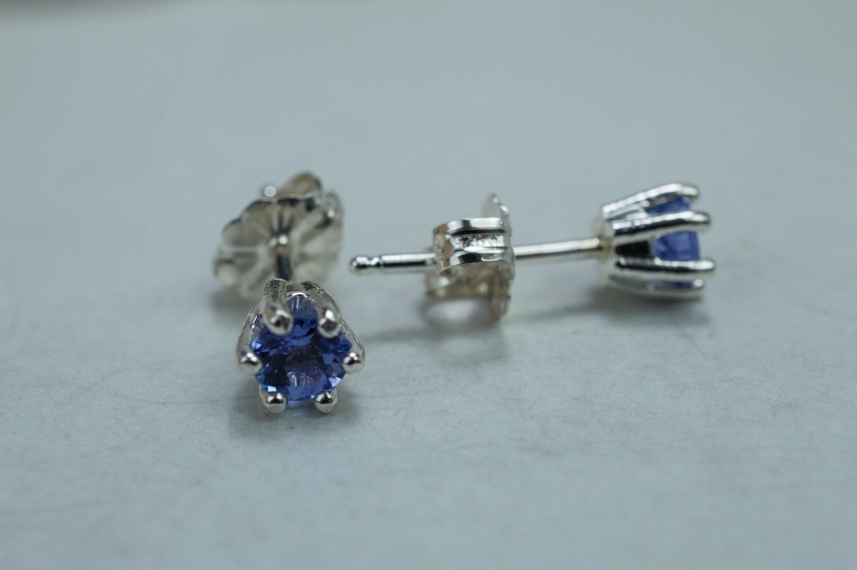 Tanzanite Earrings; Natural Tanzania Tanzanite; 0.575cts - Mark Oliver Gems