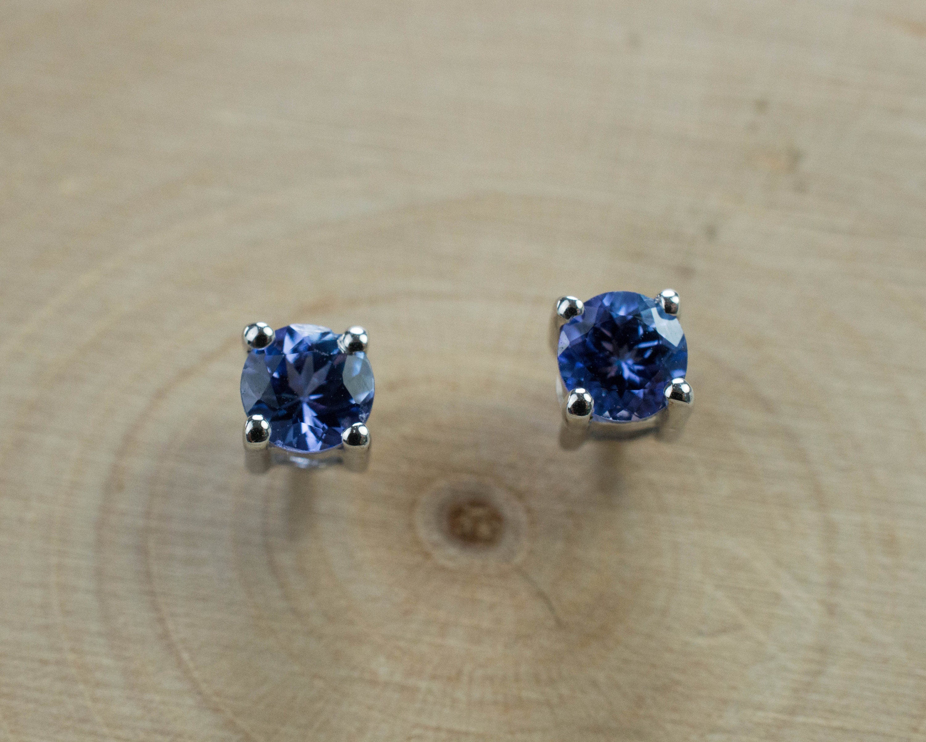 Tanzanite Earrings; Natural Tanzania Tanzanite; 0.580cts - Mark Oliver Gems