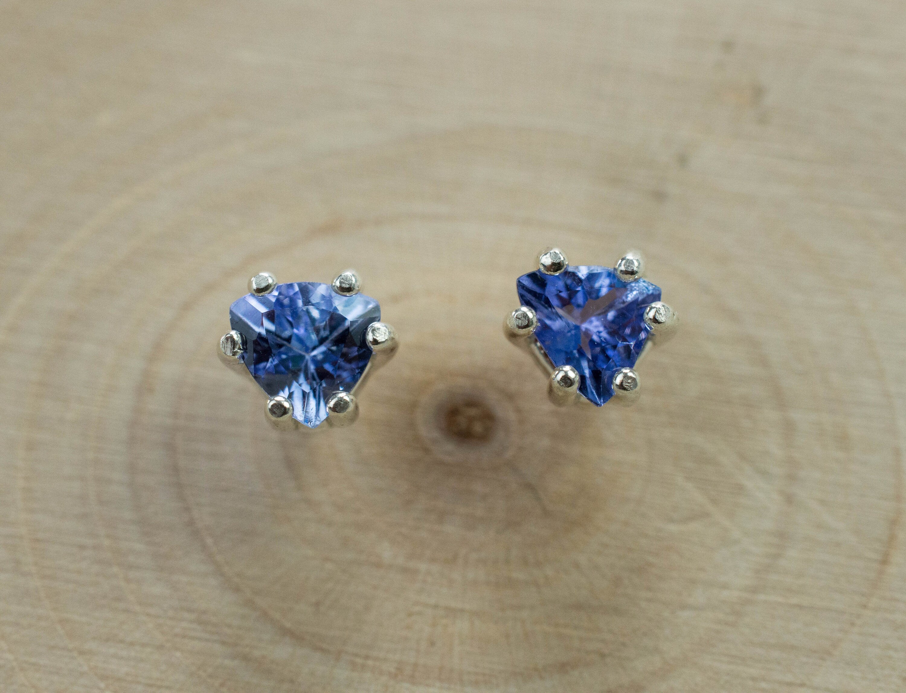 Tanzanite Earrings; Natural Tanzania Tanzanite; 0.790cts - Mark Oliver Gems