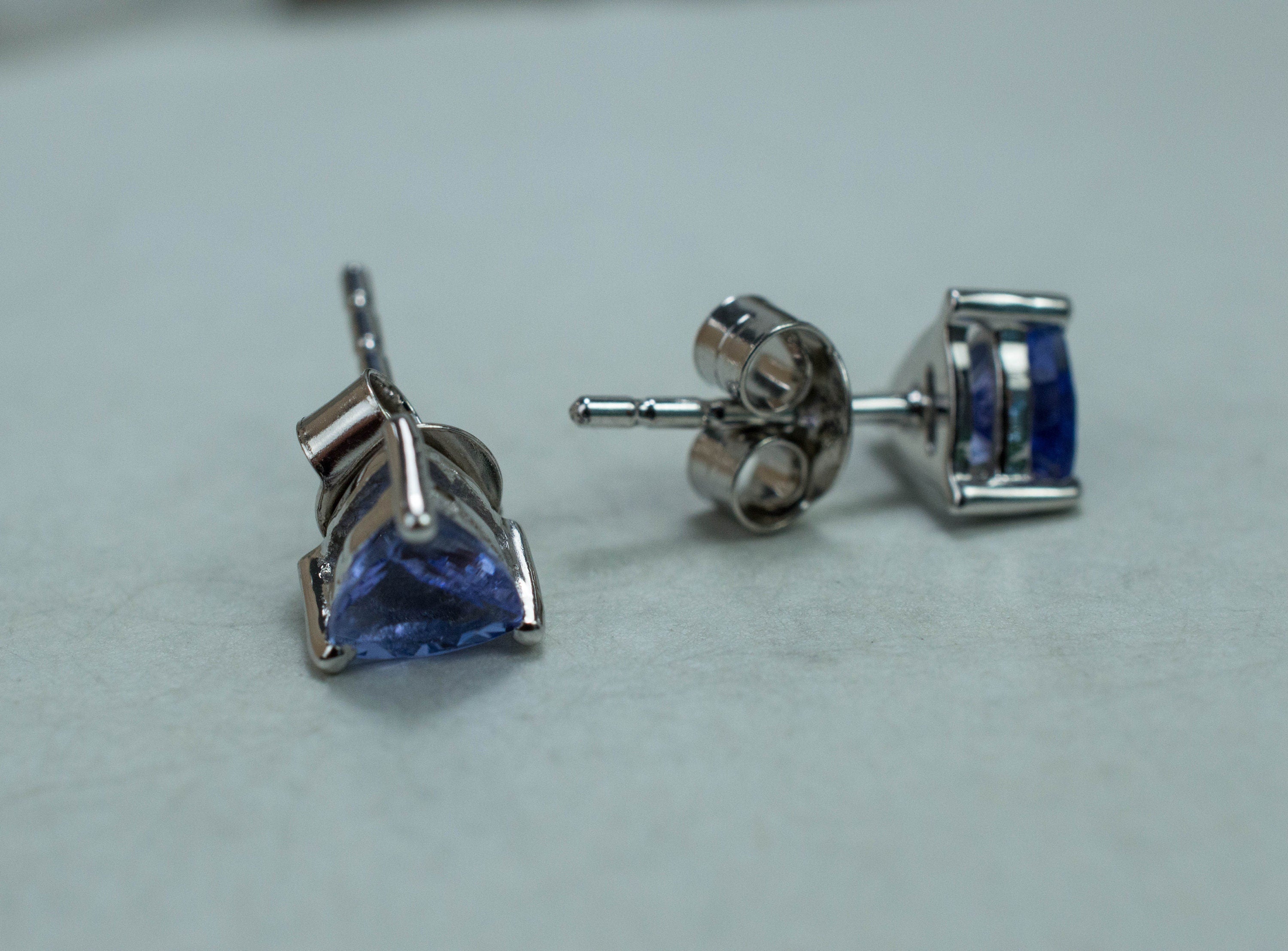 Tanzanite Earrings; Natural Tanzania Tanzanite; 0.825cts - Mark Oliver Gems