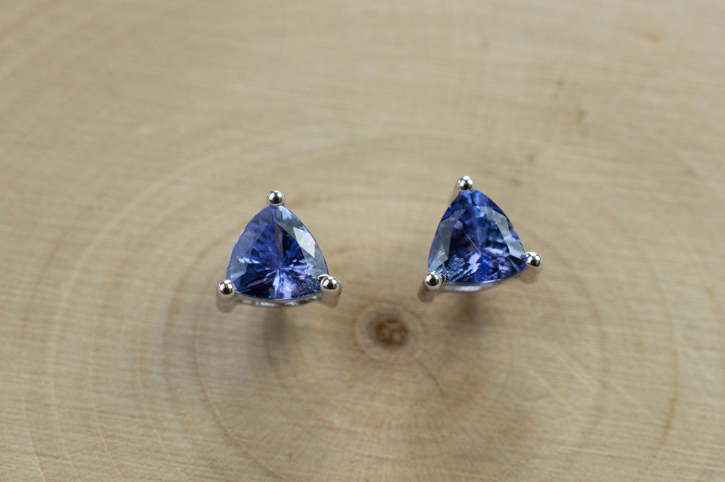 Tanzanite Earrings; Natural Tanzania Tanzanite; 0.825cts - Mark Oliver Gems