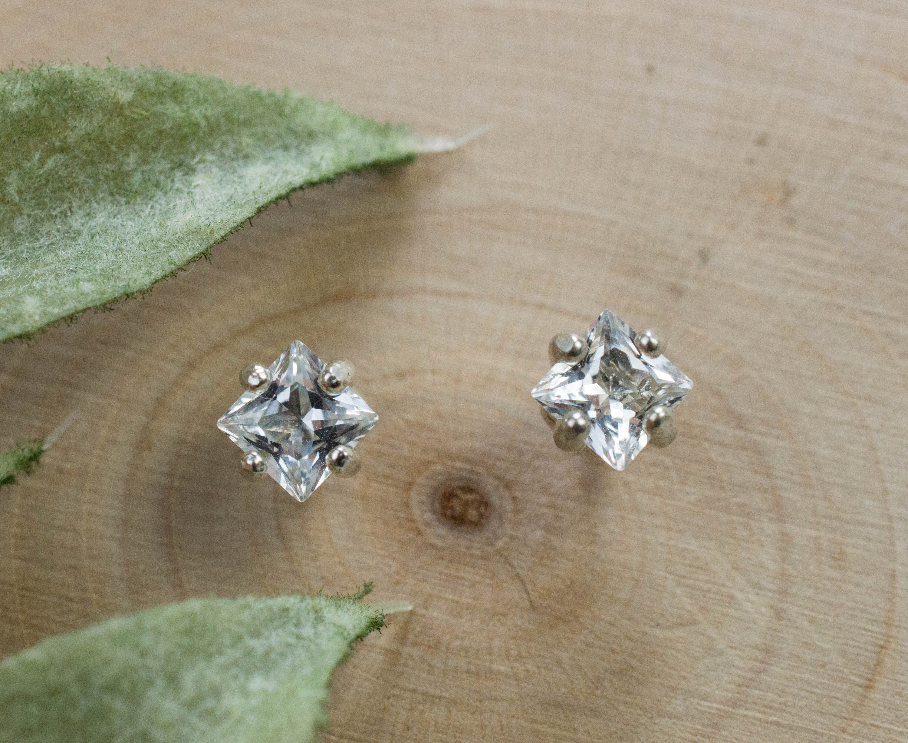 Silver Topaz Earrings; Genuine Untreated Brazil Topaz; 0.795cts - Mark Oliver Gems